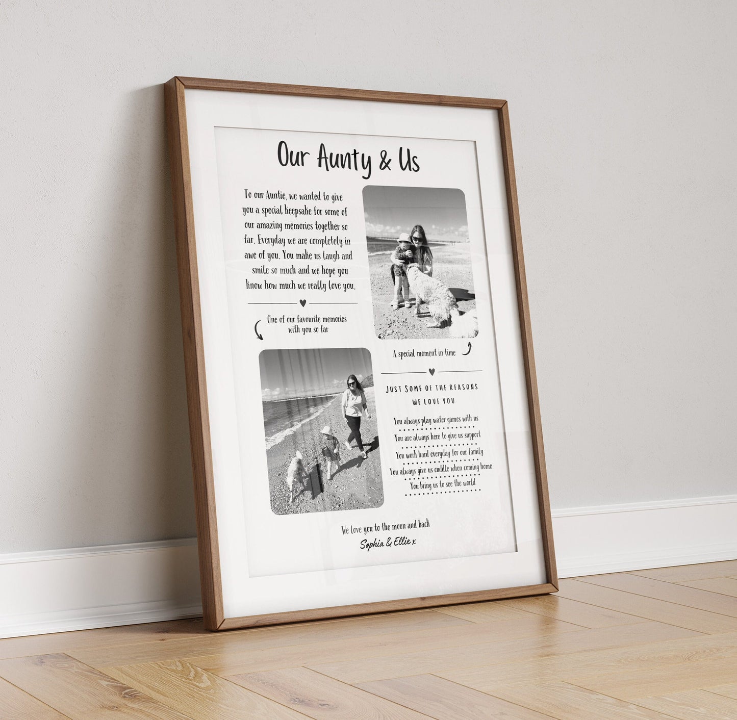 Custom Auntie Photo Gift Print: Reasons I Love You