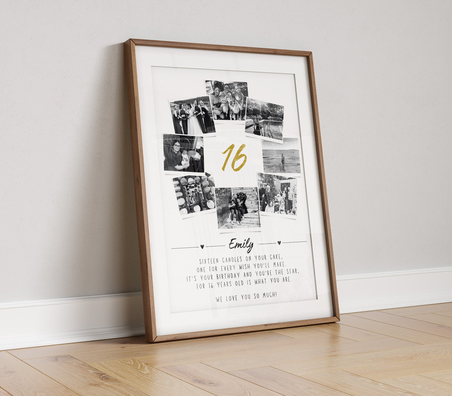 Personalised 16th Birthday Photo Collage, Sweet 16 Celebration Gift, Son Daughter Sentimental Framed Keepsake