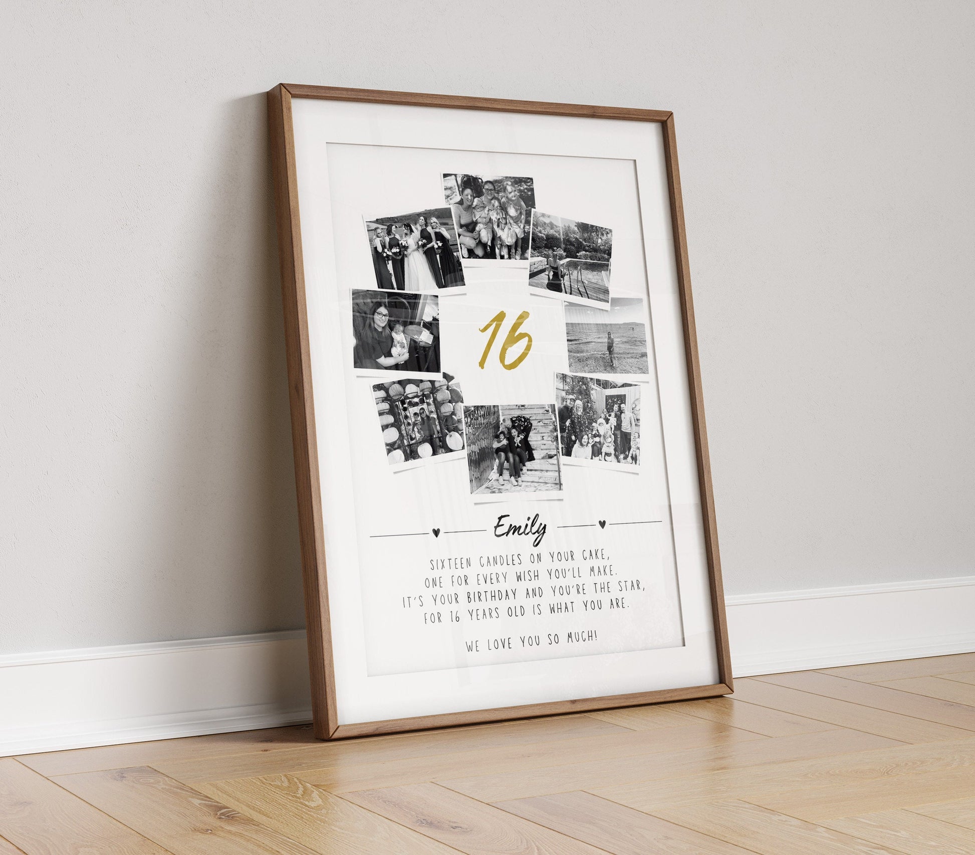 Personalised 16th Birthday Photo Collage, Sweet 16 Celebration Gift, Son Daughter Sentimental Framed Keepsake