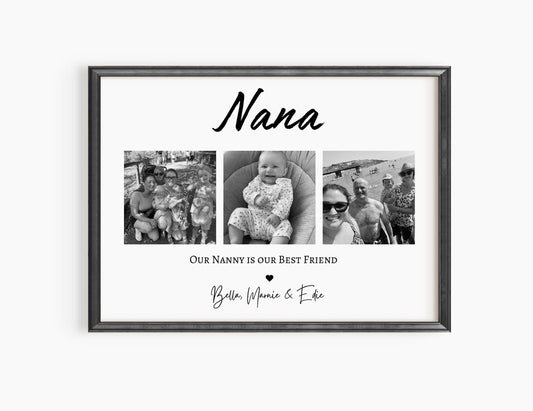 Custom Nana Gift Print, Nanny Birthday Gift Personalised, Mum Thank You Frame, Grandchildren Photo, Granny Grandma Milestone Gift from Child