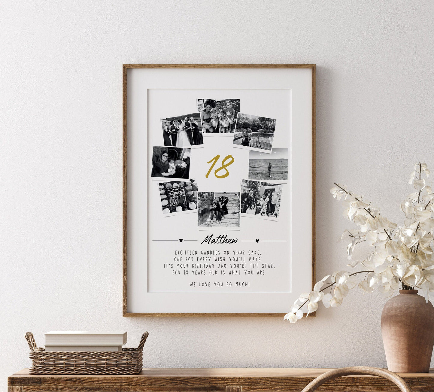 Personalised 18th Birthday Gift, Custom 18th Birthday Collage Gift, 18th Keepsake Print, Polaroid Photo Style Photo Poster, Milestone Art
