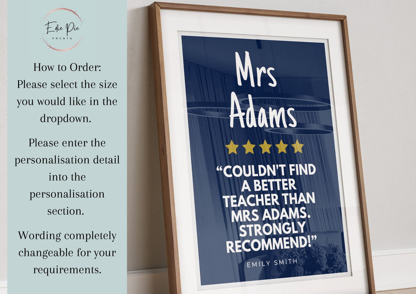 Personalized Teacher Thank You Print: Custom Class Gift