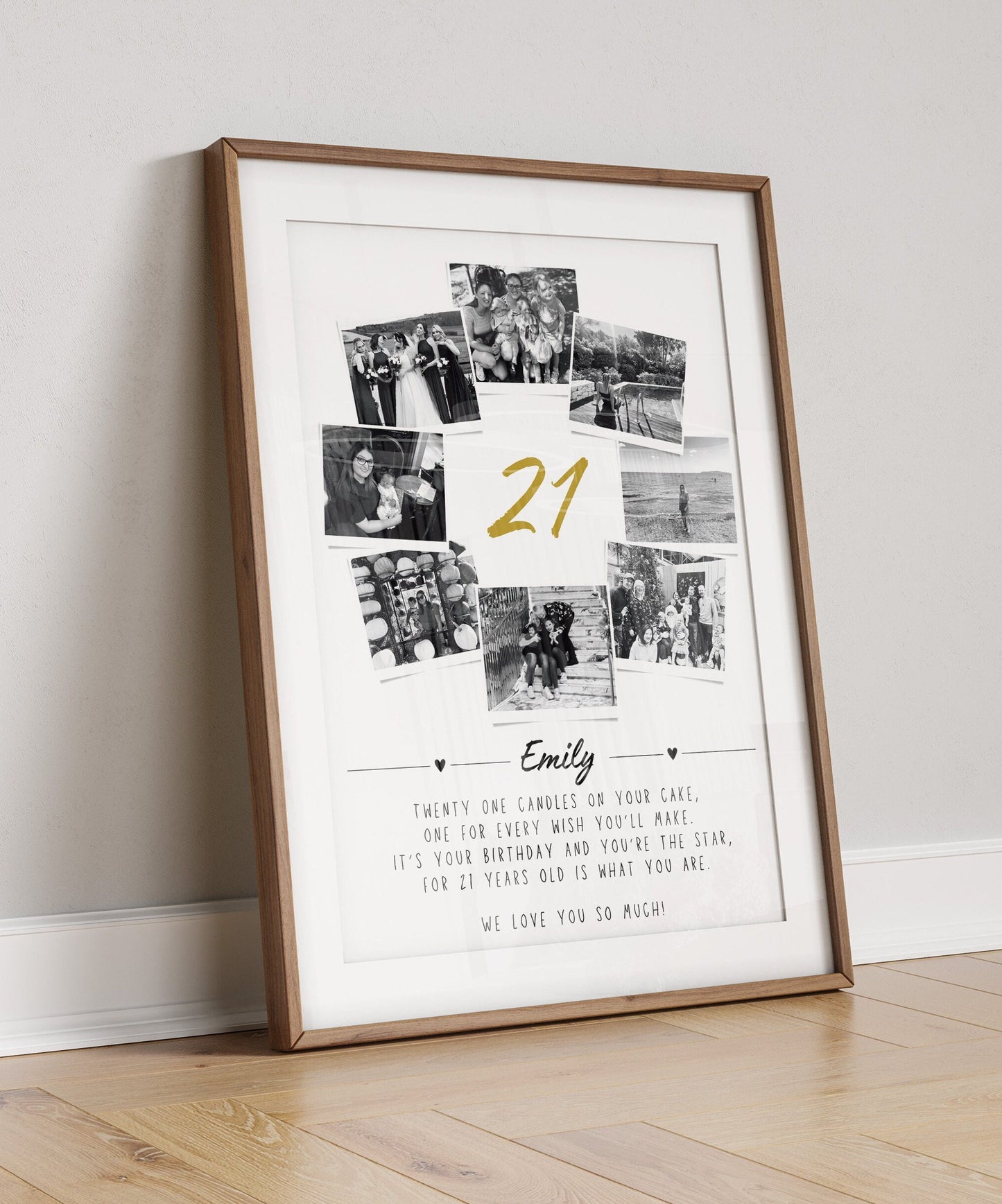 Personalised 21st Birthday Photo Collage Print: Keepsake Gift