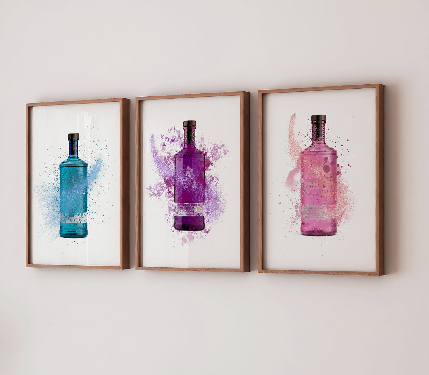 Rainbow Gin Bottle Watercolor Print: Home Bar Art