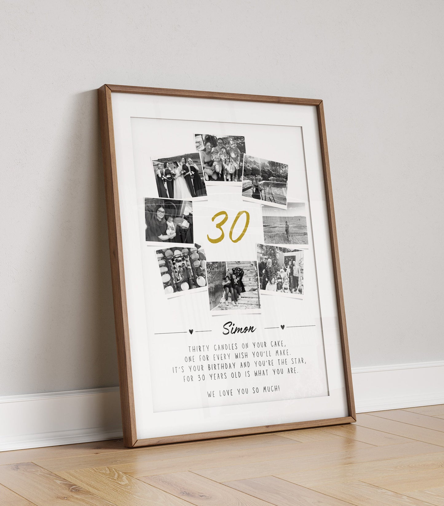 Personalised 30th Birthday Photo Collage Print, Milestone Gift Frame