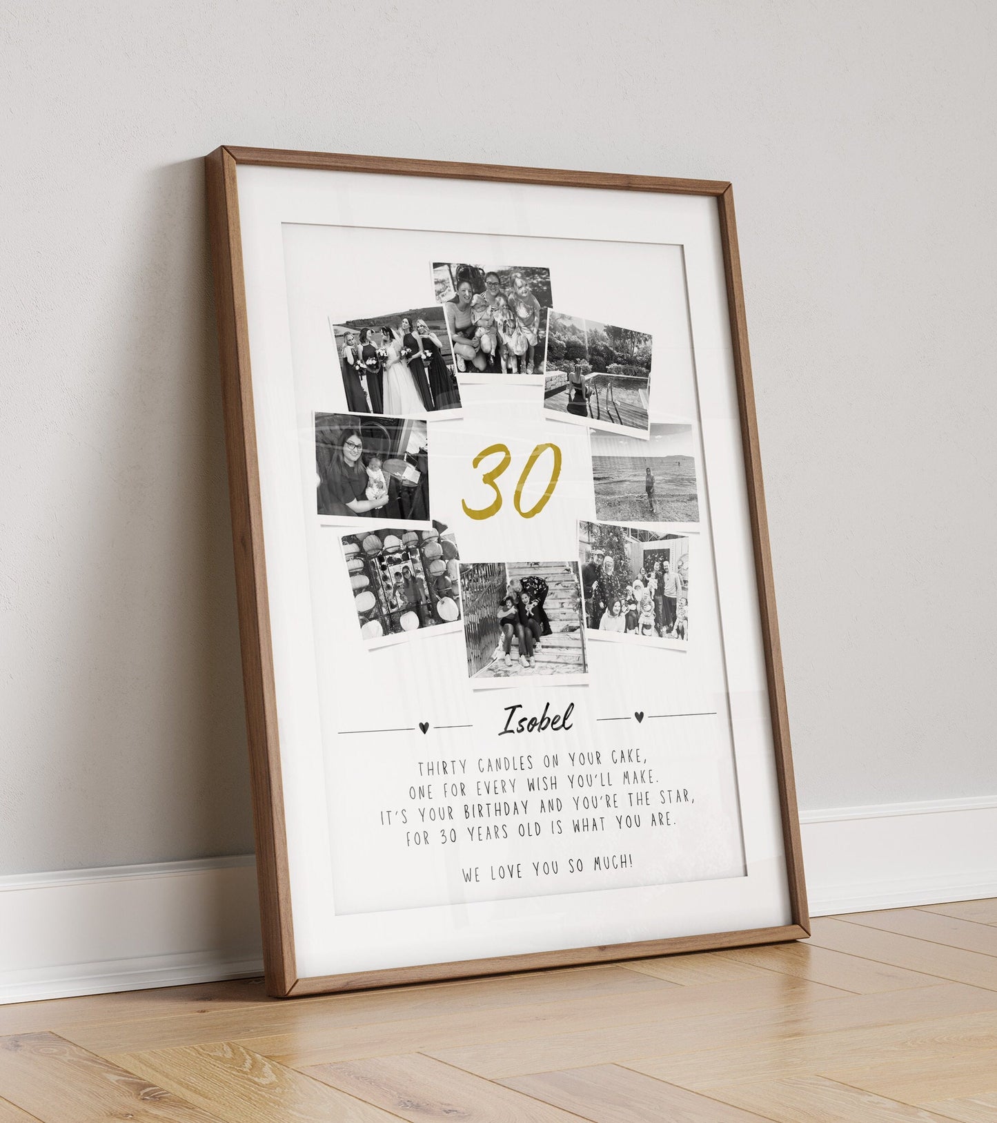 Personalised 30th Birthday Photo Collage Print, Milestone Gift Frame