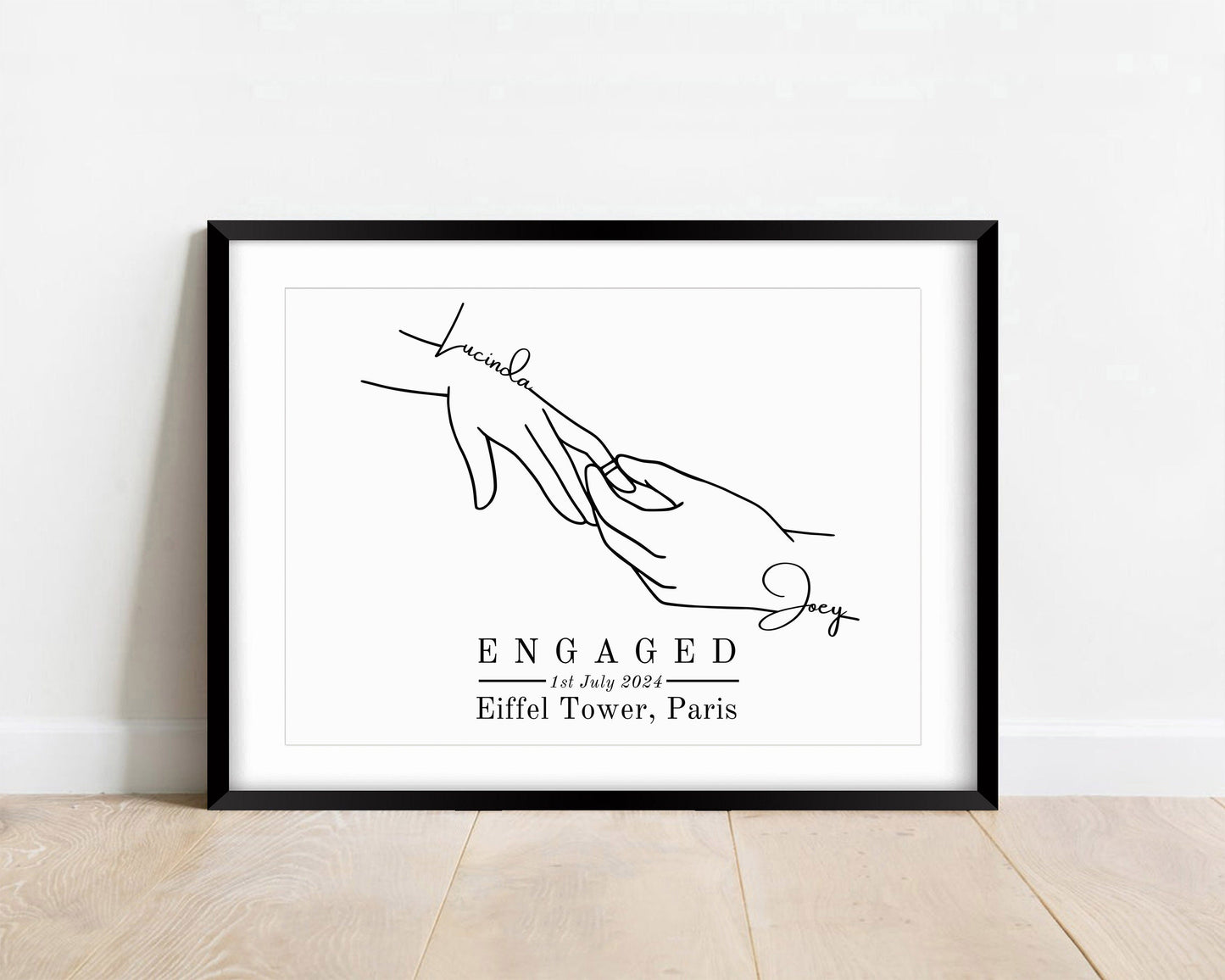 Personalized Engagement Hands Print: Custom Couple Gift