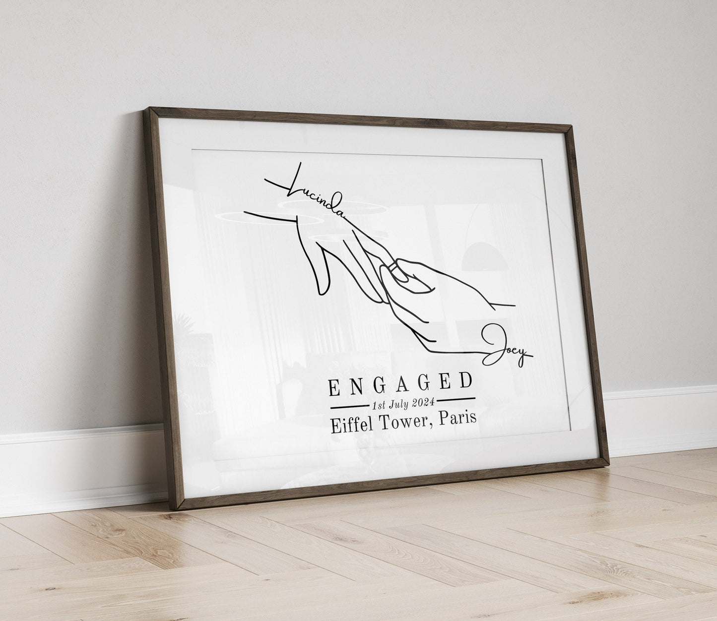 Personalized Engagement Hands Print: Custom Couple Gift