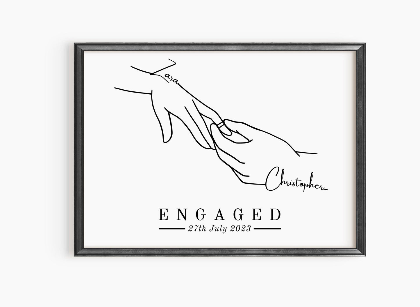 Personalized Engagement Hands Print: Custom Couple Gift