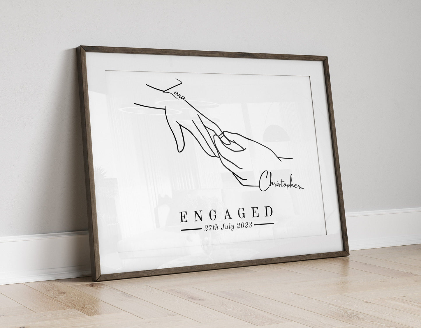 Personalized Engagement Hands Print: Custom Couple Gift