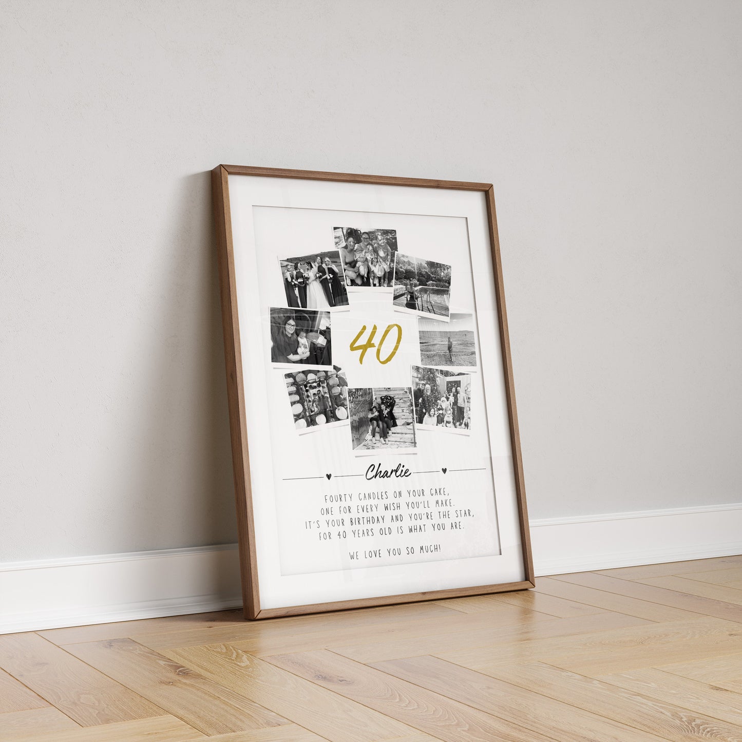 Personalised 40th Birthday Photo Collage, 40th Celebration Gift, 40th Milestone Wall Art, Polaroid Photo Decor, Unique 40 Gift Friend Family