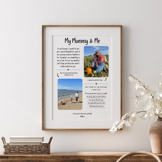 Personalized Mummy and Me Photo Print: Mother's Day Keepsake