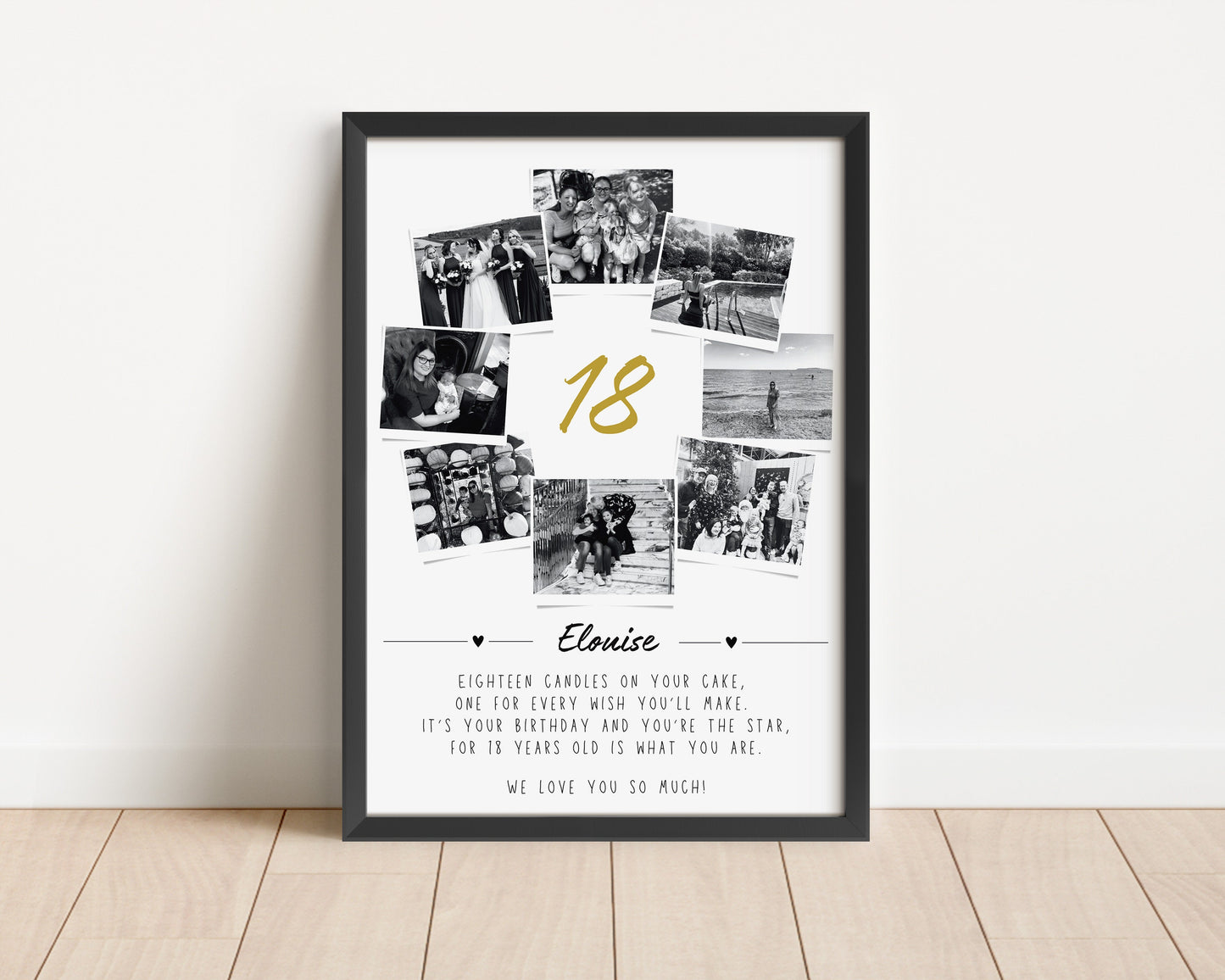 Personalised 18th Birthday Gift, Custom 18th Birthday Collage Gift, 18th Keepsake Print, Polaroid Photo Style Photo Poster, Milestone Art