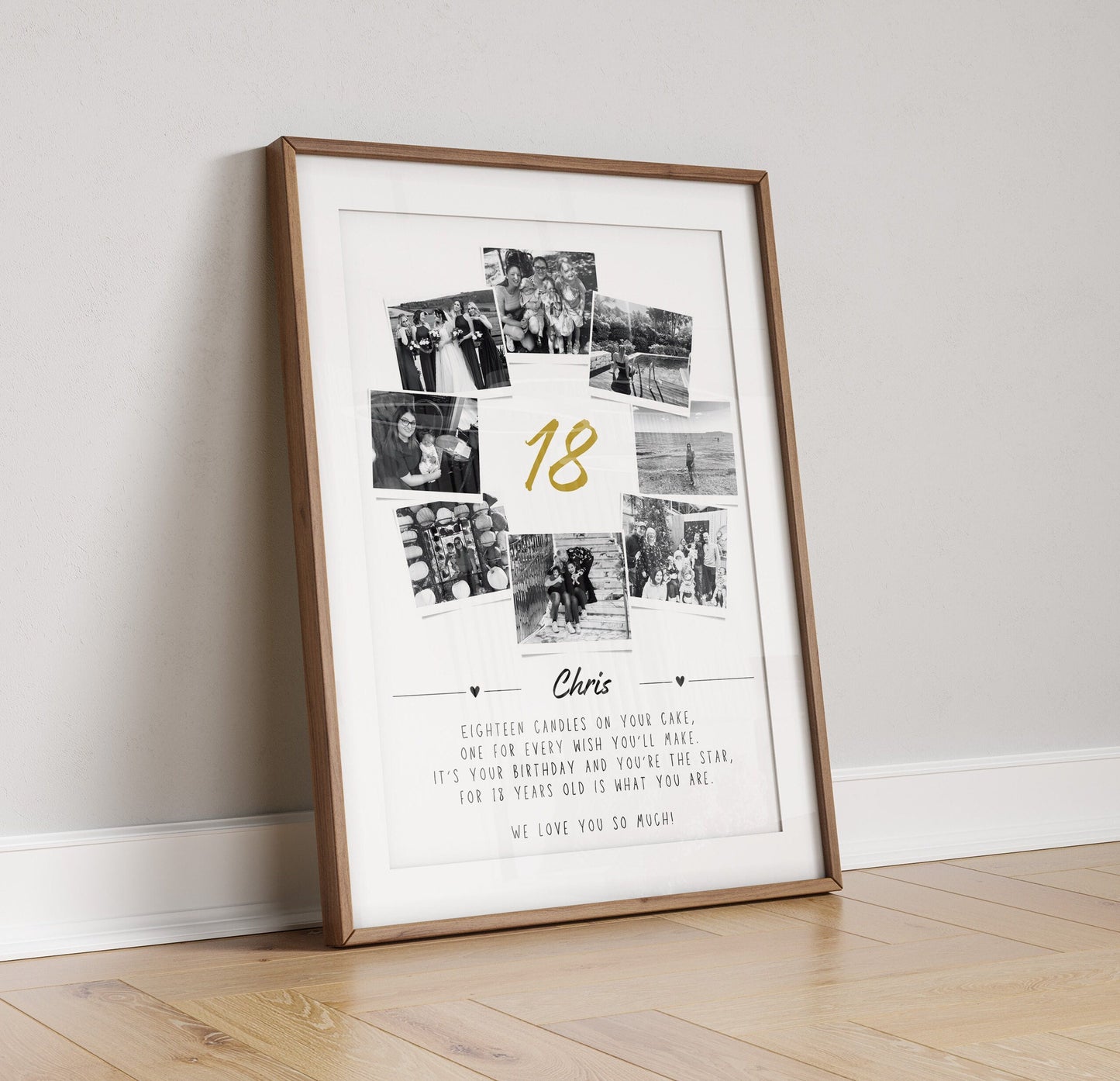 Personalised 18th Birthday Gift, Custom 18th Birthday Collage Gift, 18th Keepsake Print, Polaroid Photo Style Photo Poster, Milestone Gift