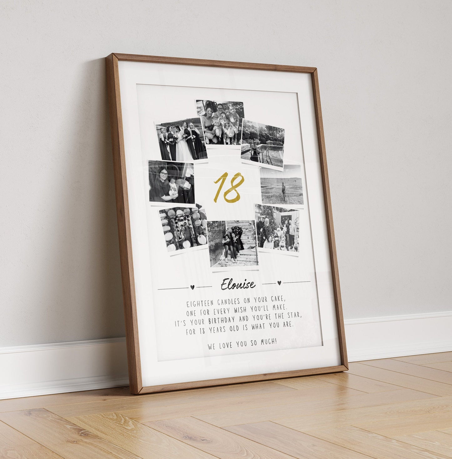 Personalised 18th Birthday Gift, Custom 18th Birthday Collage Gift, 18th Keepsake Print, Polaroid Photo Style Photo Poster, Milestone Gift