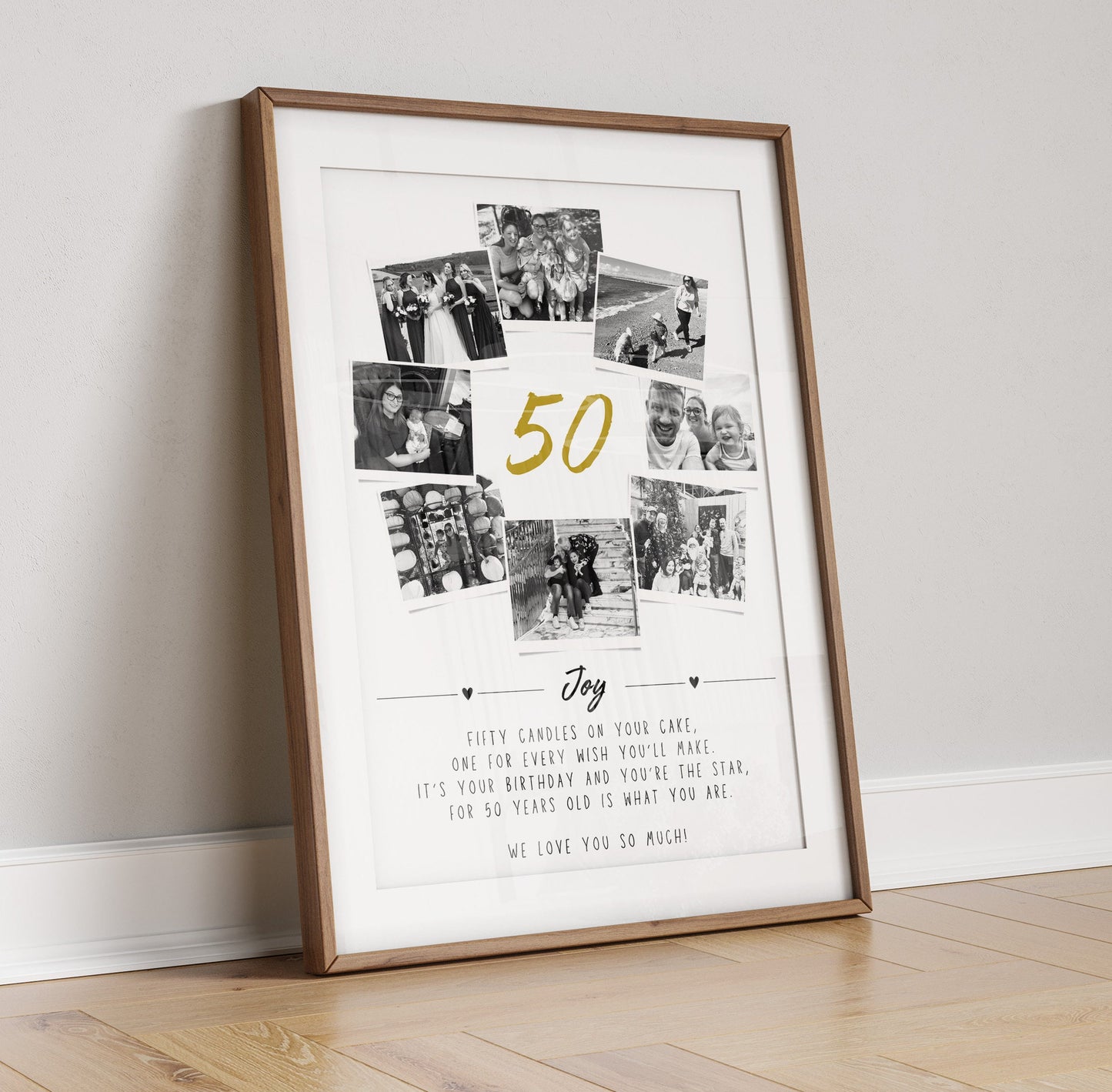 Personalised 50th Birthday Photo Collage, 50th Birthday Gift, 50th Celebration Party Decor, 50th Gift Mother Fifty Custom Gift Print