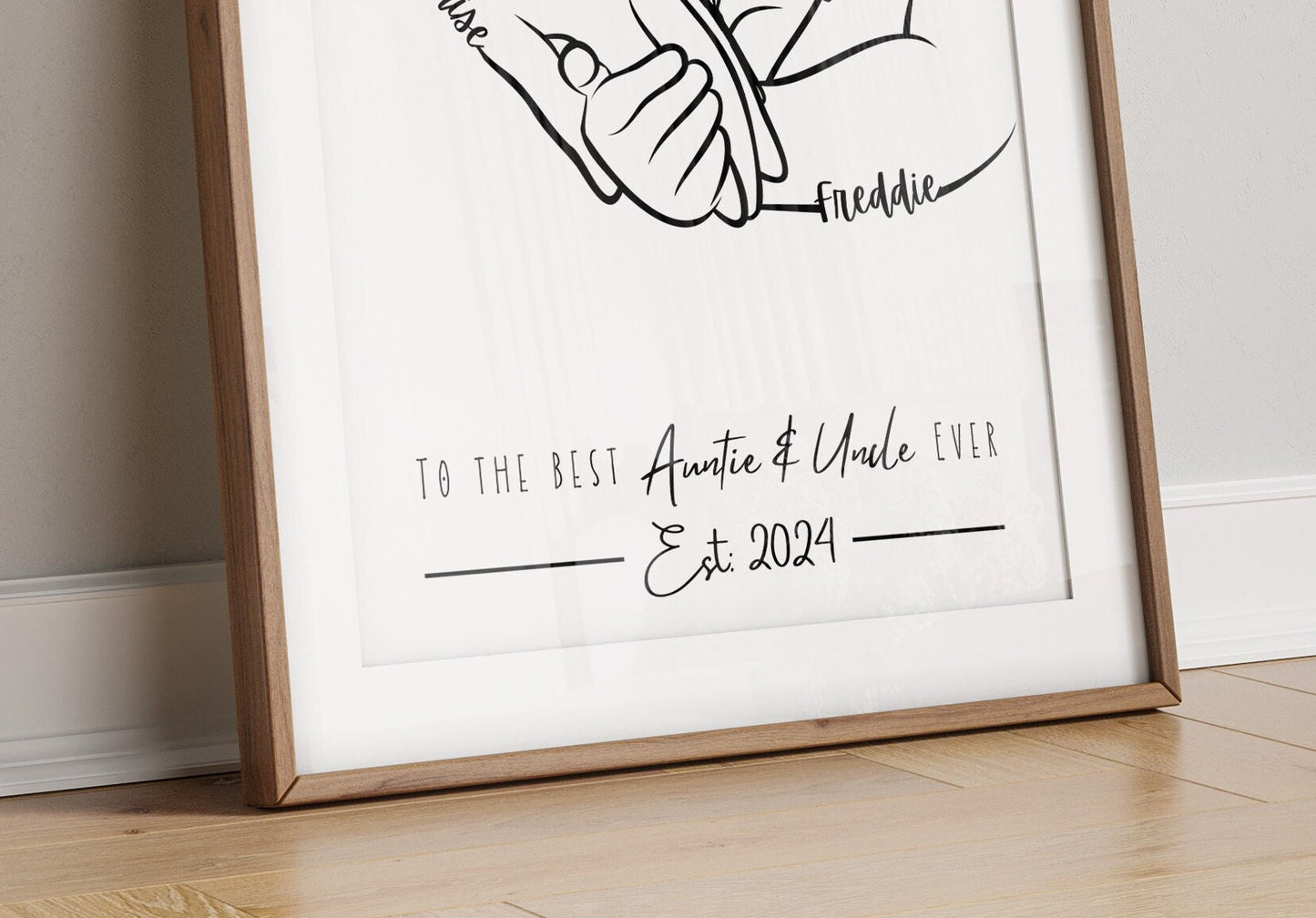 Personalized Aunt & Uncle Hands Line Art Print: Sentimental Family Gift