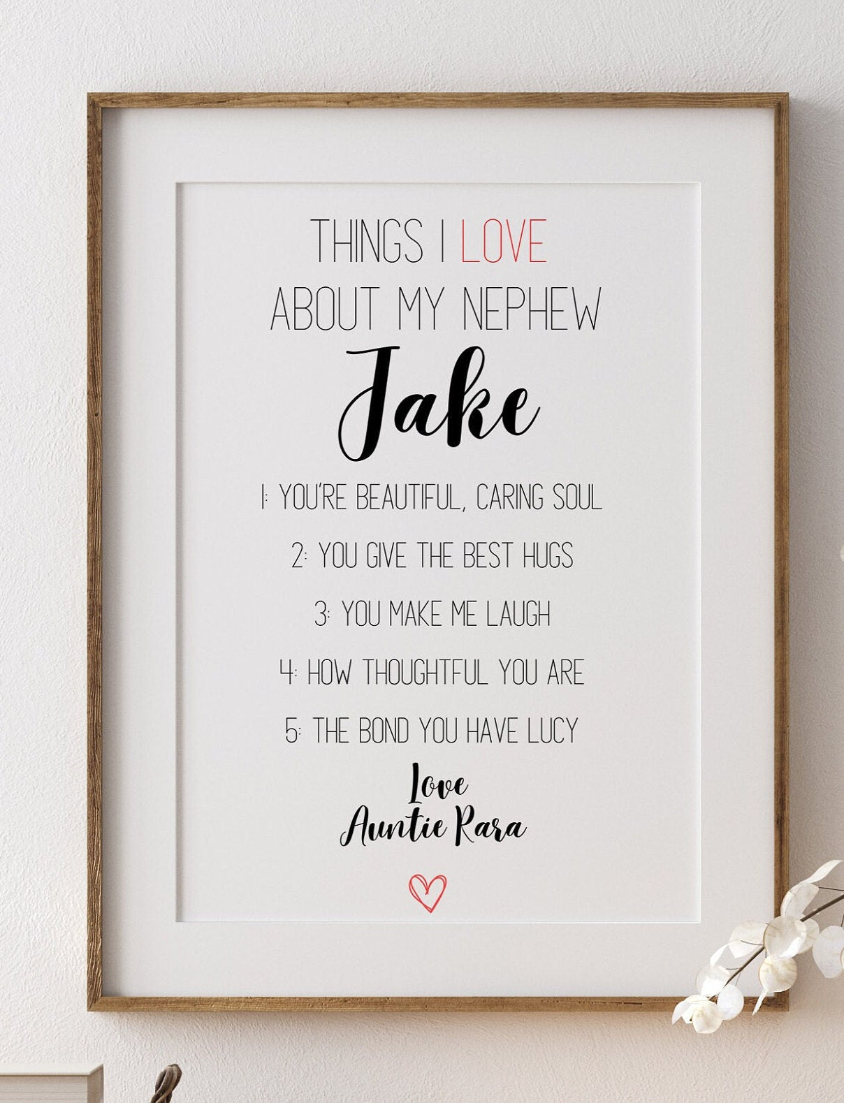 Personalized Nephew Gift Print: Reasons I Love You