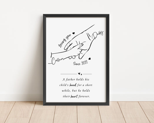 Personalised Father's Day Handprint Art Print: Gift from Child