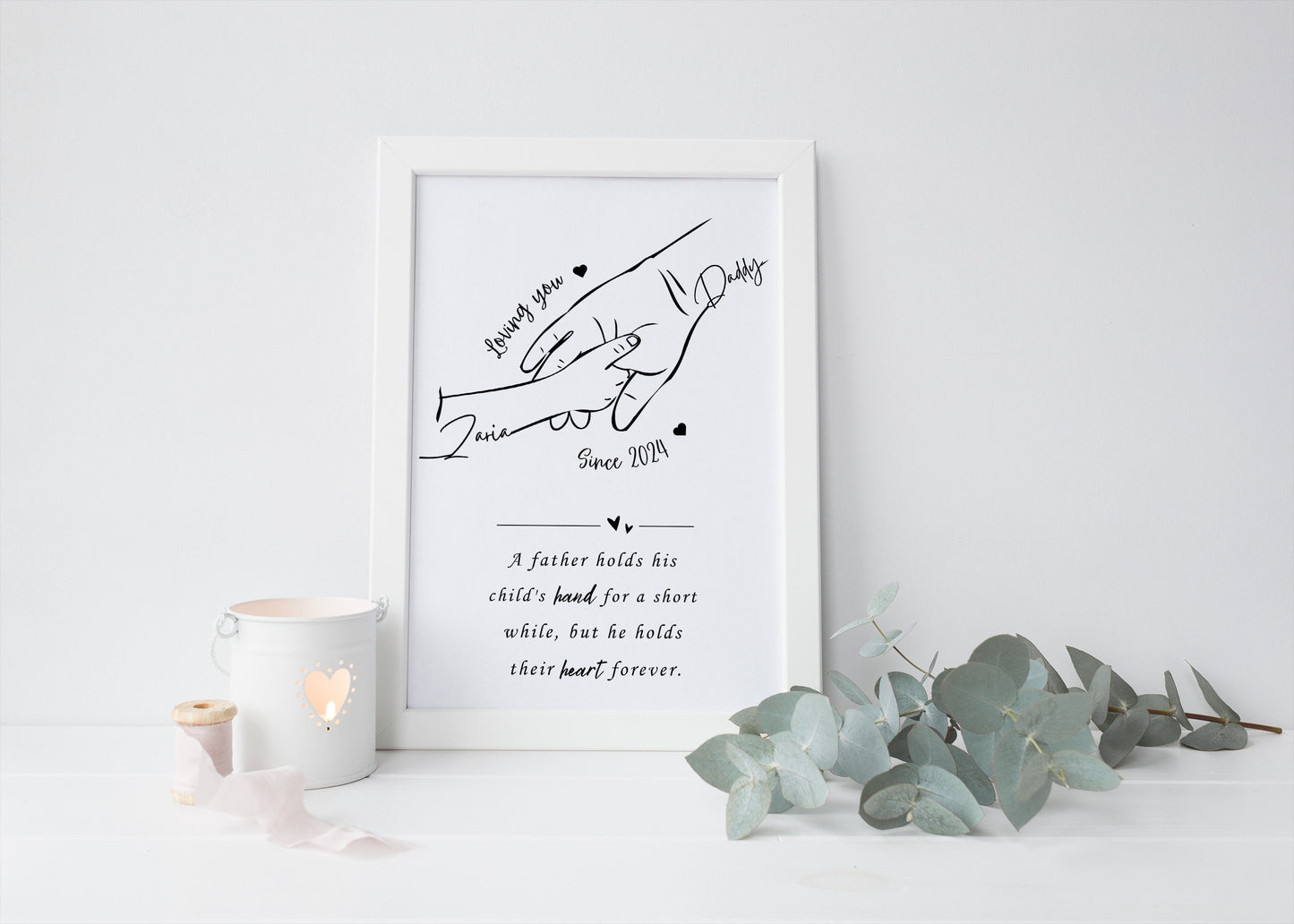 Personalised Father's Day Handprint Art Print: Gift from Child