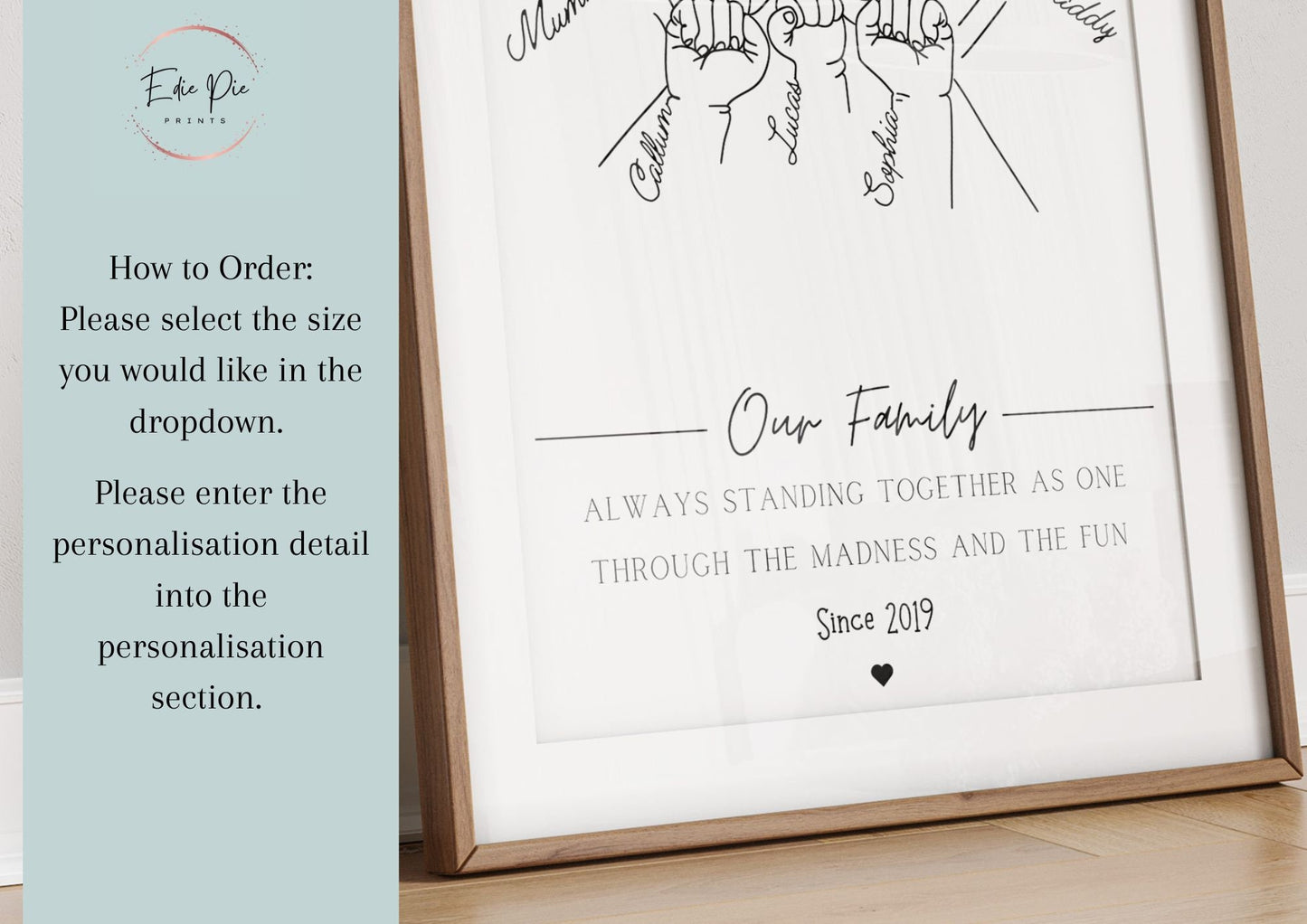 Family Fist Hands Gift, Personalised Fist Bump Print, Unique Father's Day Keepsake, 1 to 4 Children Gift for Parent, Custom Portrait Dad Mum