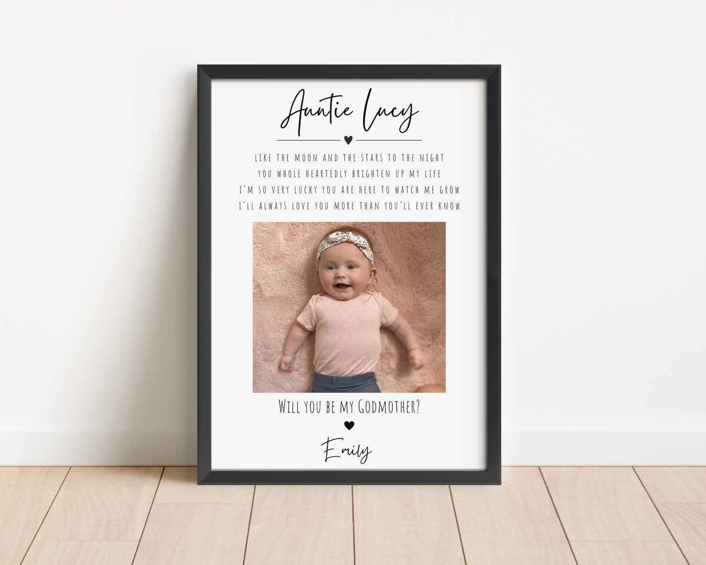 Personalised Godfather Proposal Print with Photo & Quote, Custom Will You Be My Godfather Gift, Baby Christening Gift, Godparent Reveal Gift