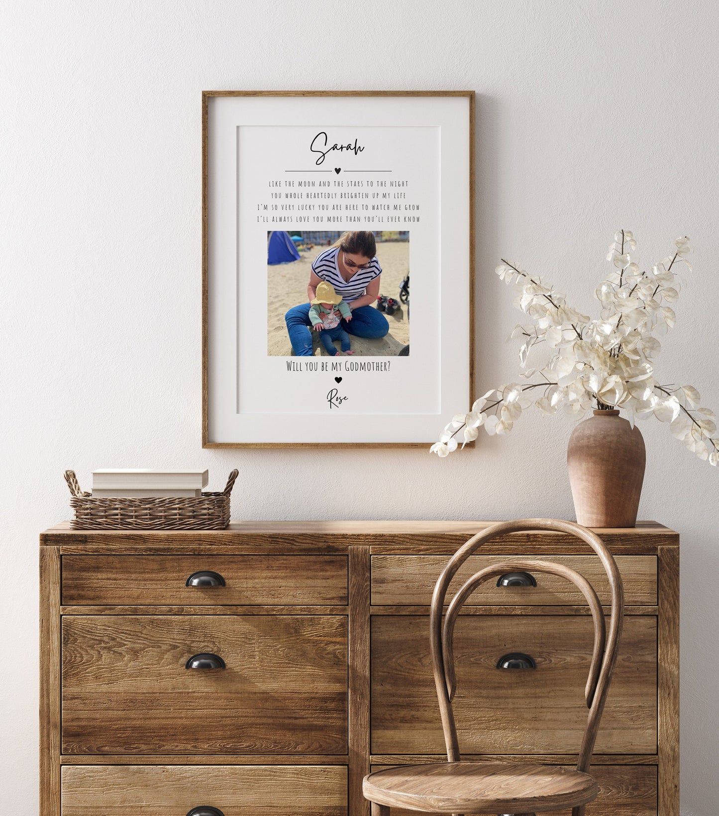 Personalised Godfather Proposal Print with Photo & Quote, Custom Will You Be My Godfather Gift, Baby Christening Gift, Godparent Reveal Gift