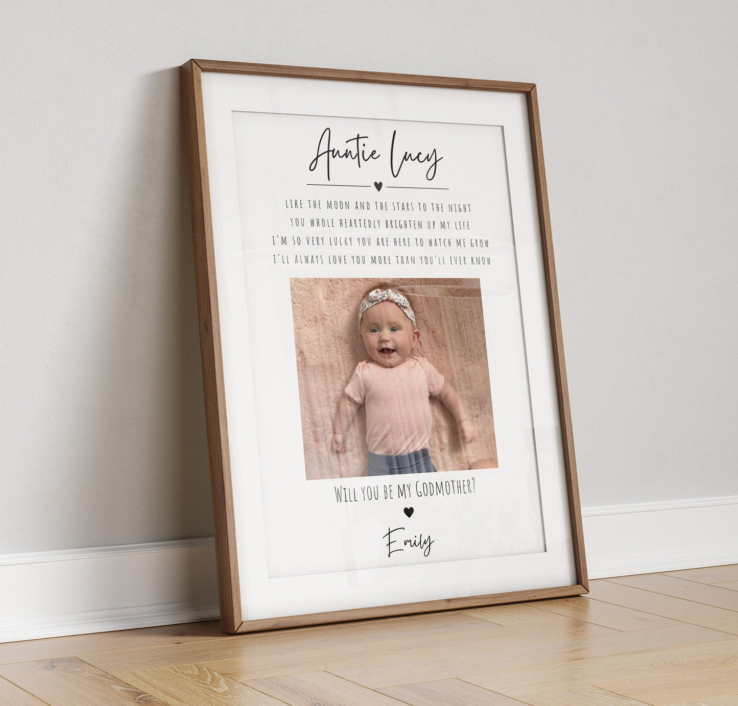Personalised Godfather Proposal Print with Photo & Quote, Custom Will You Be My Godfather Gift, Baby Christening Gift, Godparent Reveal Gift