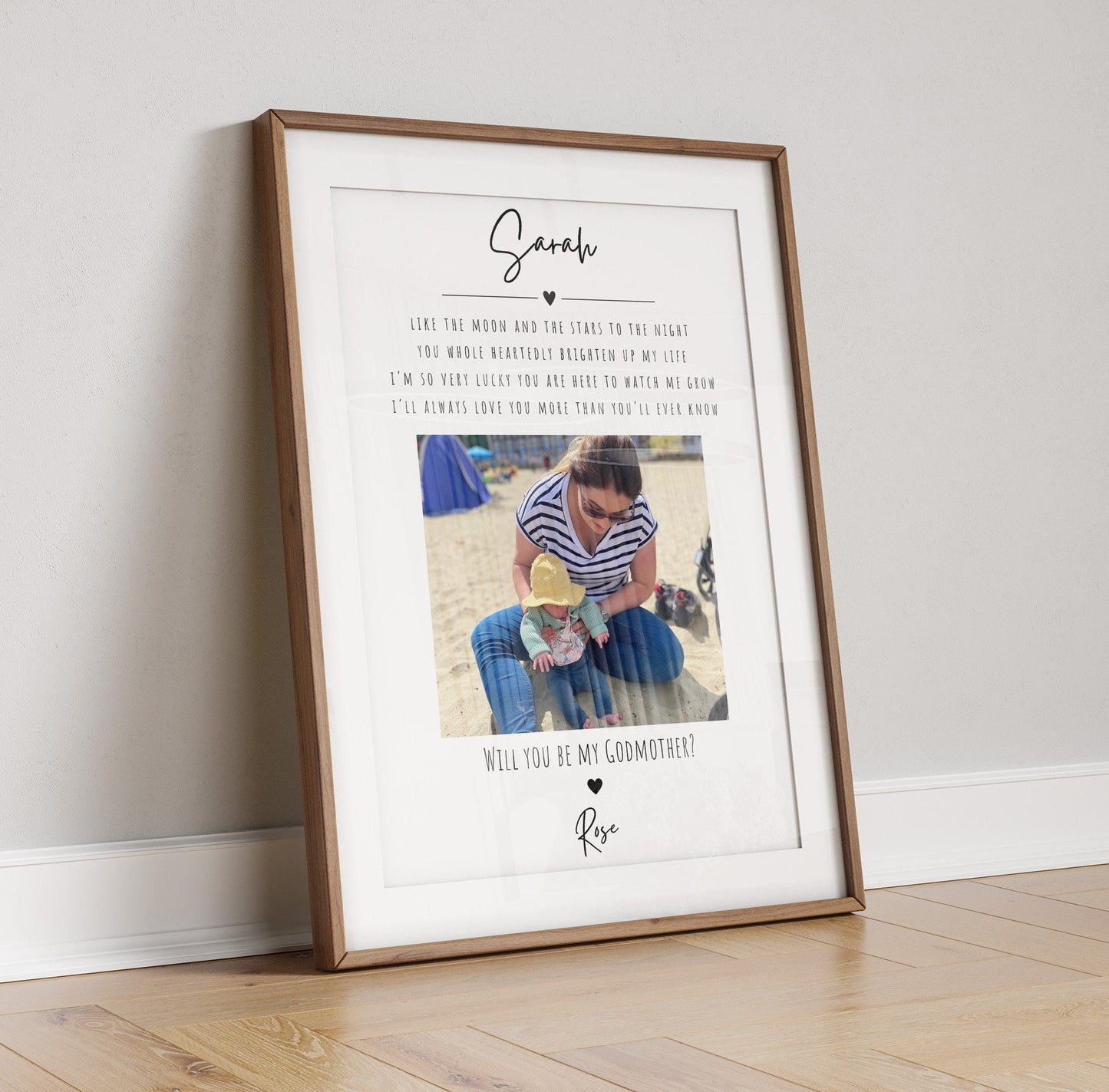 Personalised Godfather Proposal Print with Photo & Quote, Custom Will You Be My Godfather Gift, Baby Christening Gift, Godparent Reveal Gift