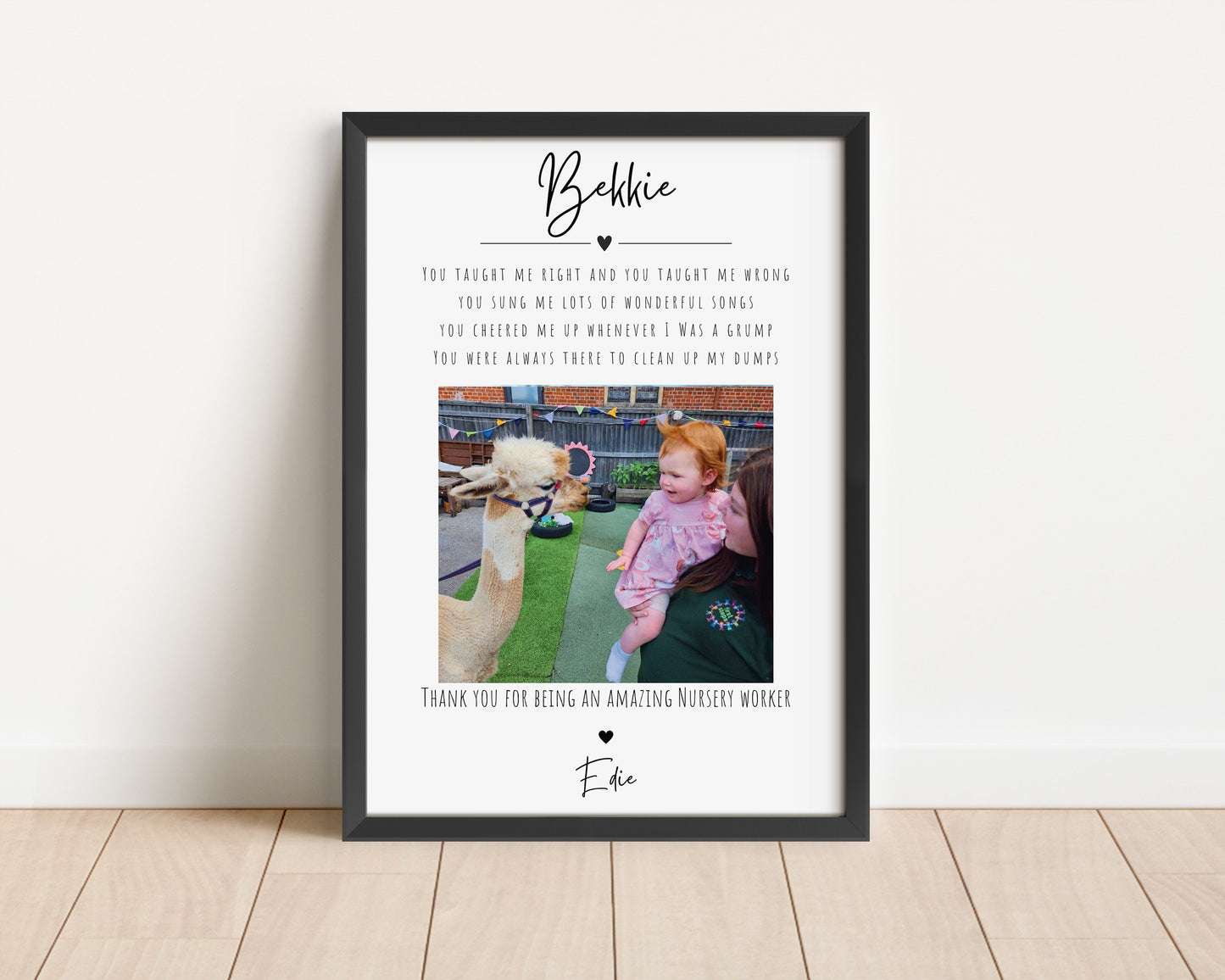 Custom Nursery Thank You Gift, Key Worker Gift, Nursery Teacher Poster, Year End Teacher Gift, Personalised Gift Print, Photo Nursery Frame