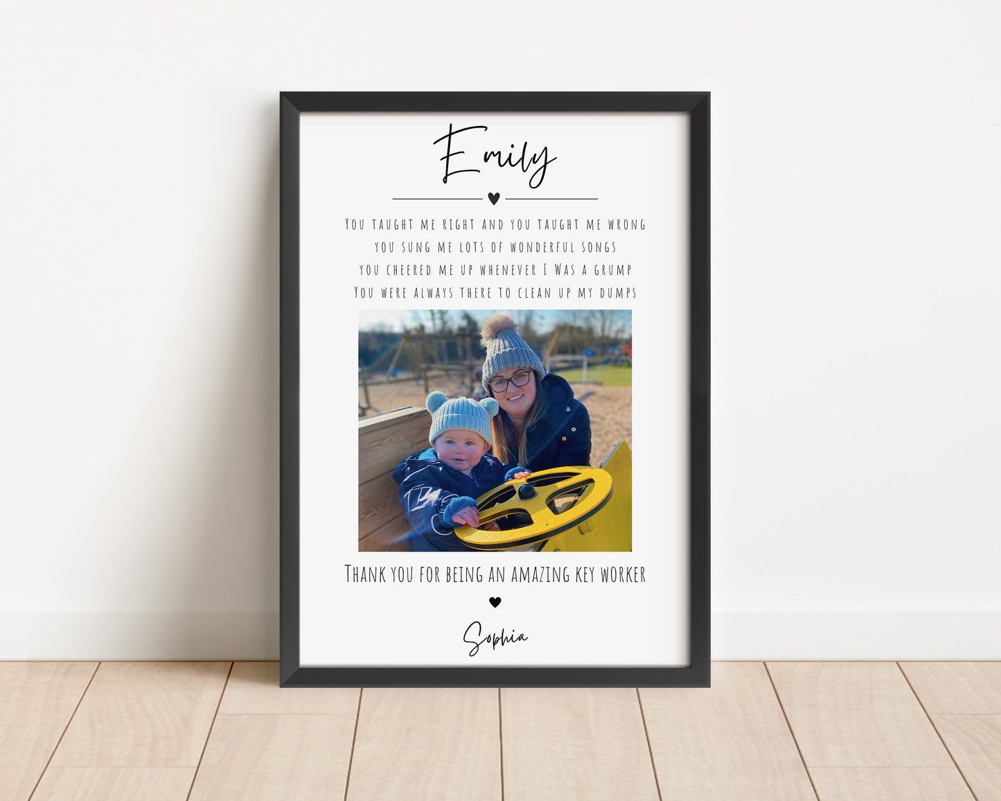 Custom Nursery Thank You Gift, Key Worker Gift, Nursery Teacher Poster, Year End Teacher Gift, Personalised Gift Print, Photo Nursery Frame