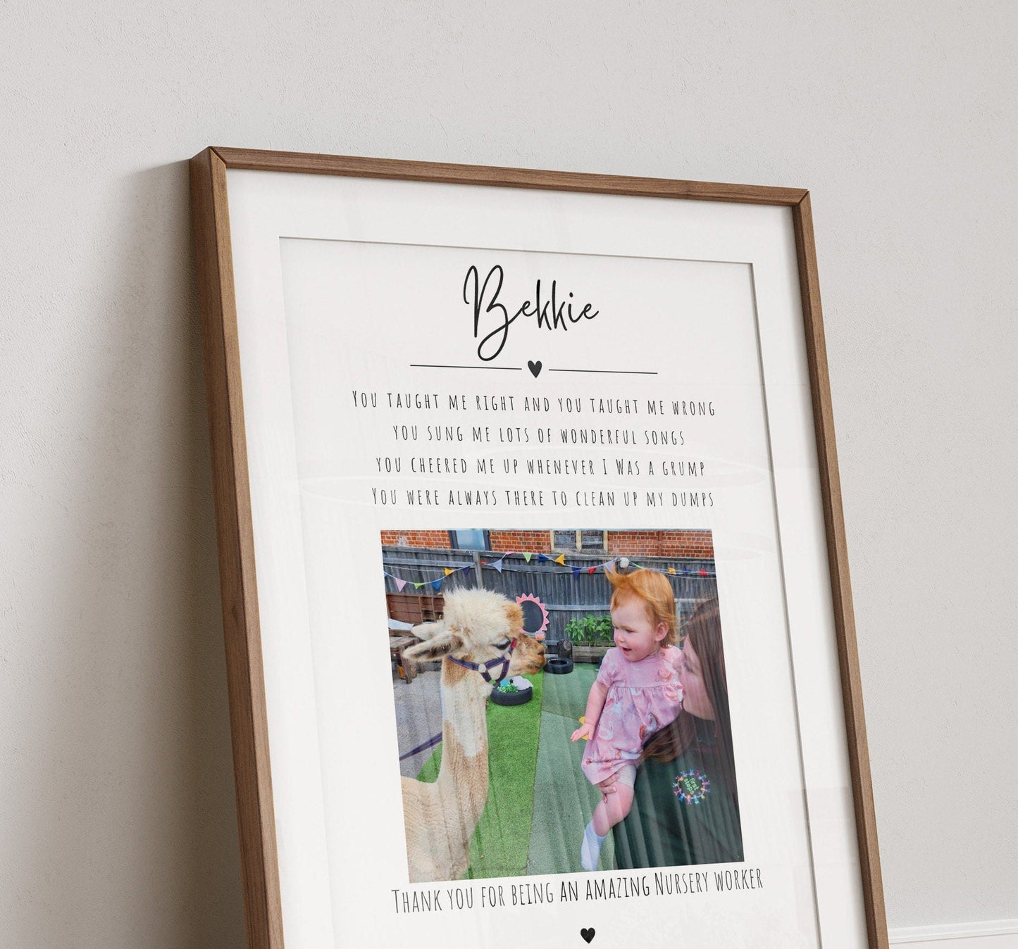 Custom Nursery Thank You Gift, Key Worker Gift, Nursery Teacher Poster, Year End Teacher Gift, Personalised Gift Print, Photo Nursery Frame