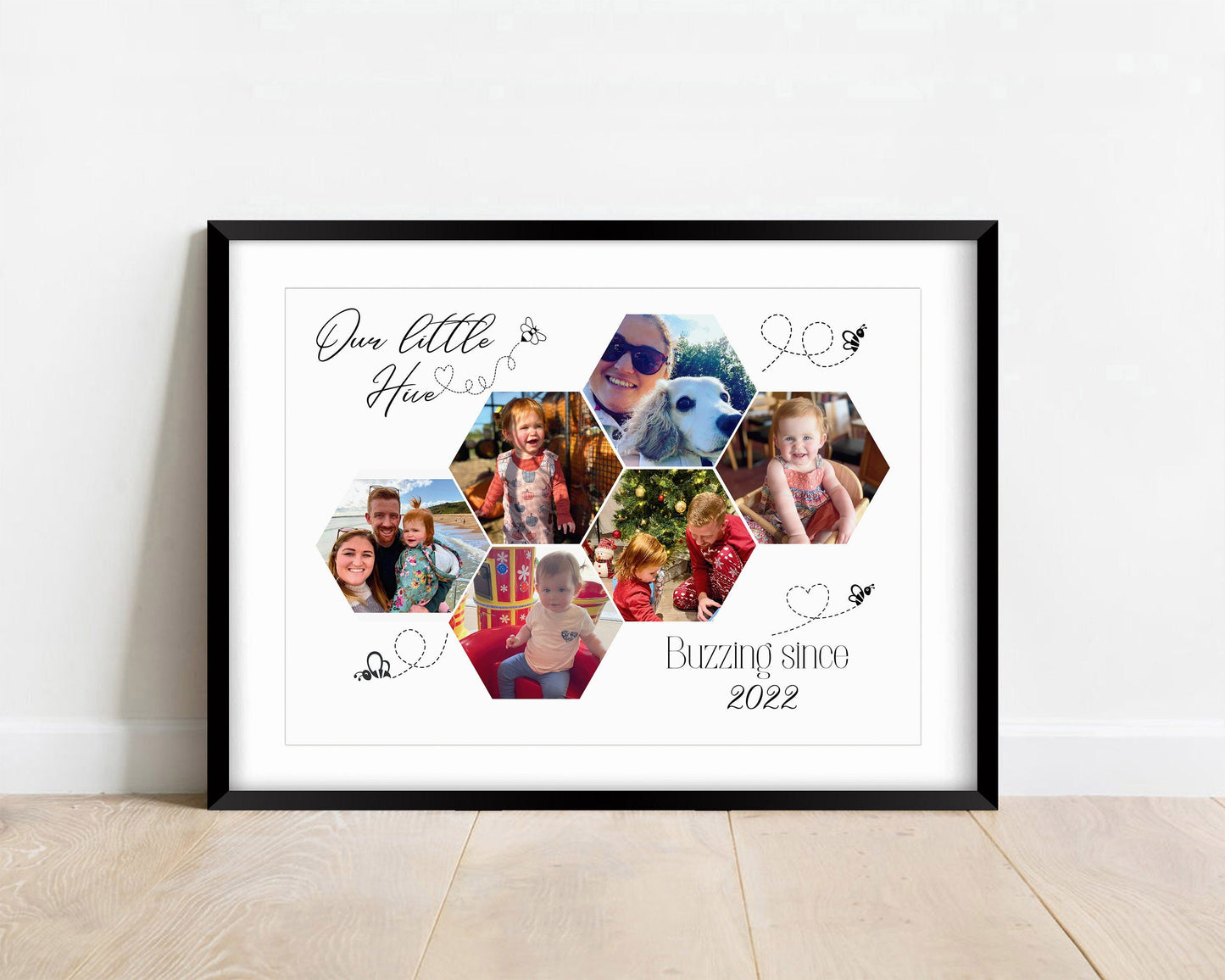 Personalized Family Photo Collage Print: Beehive Wall Art