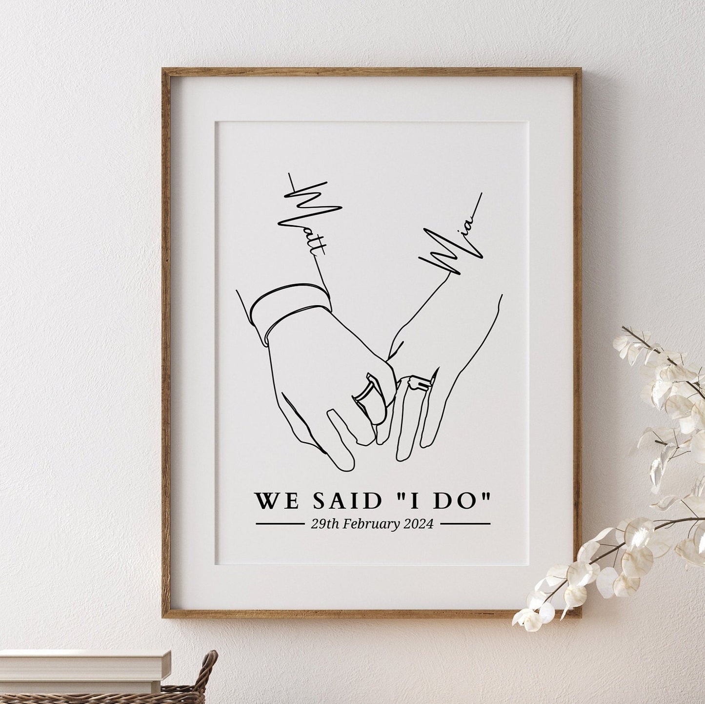 Personalised Wedding Gift Print, Wedding Day Gift for Her Him, Anniversary Gift, Birthday Gift for Boyfriend Girlfriend, Wedding Keepsake