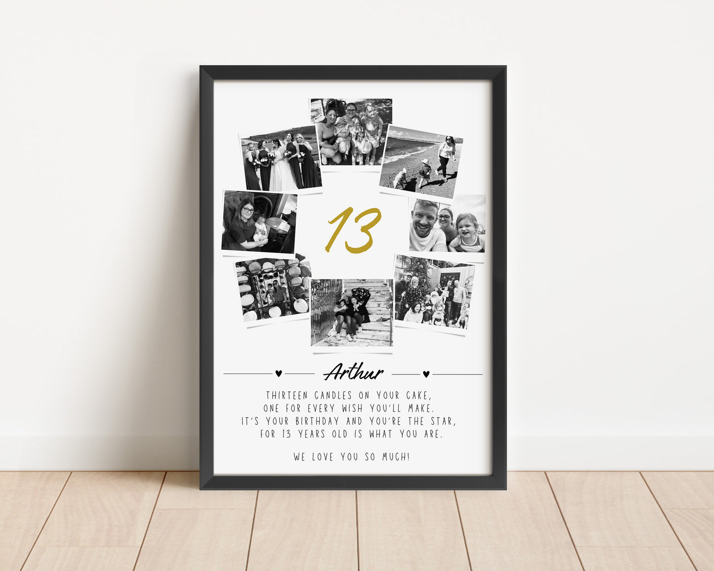 Personalised 13th Birthday Photo Collage, Son Daugher 13th Birthday Party Gift, 13th Birthday Wall Art, Polaroid Photo Decor, Thirteen Art