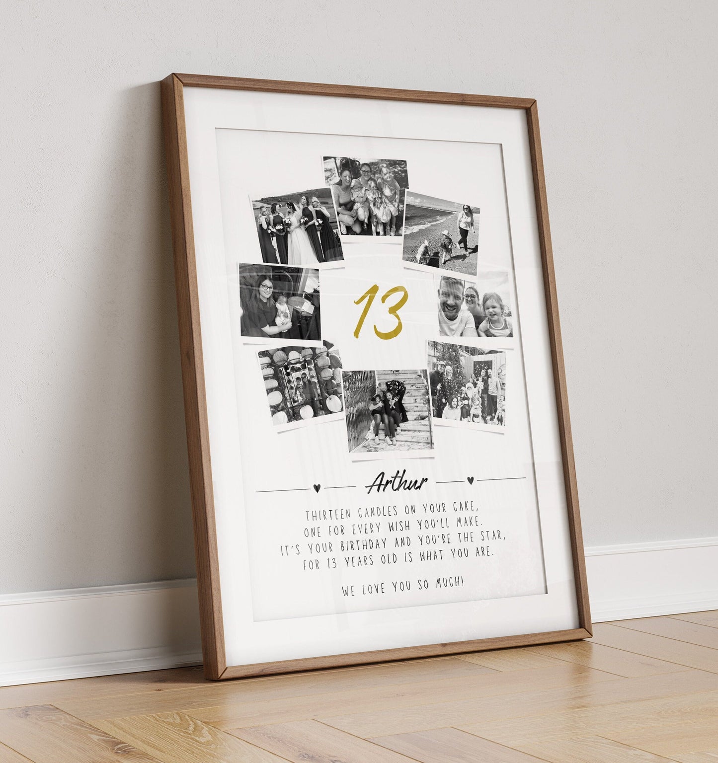 Personalised 13th Birthday Photo Collage Print: Keepsake Gift