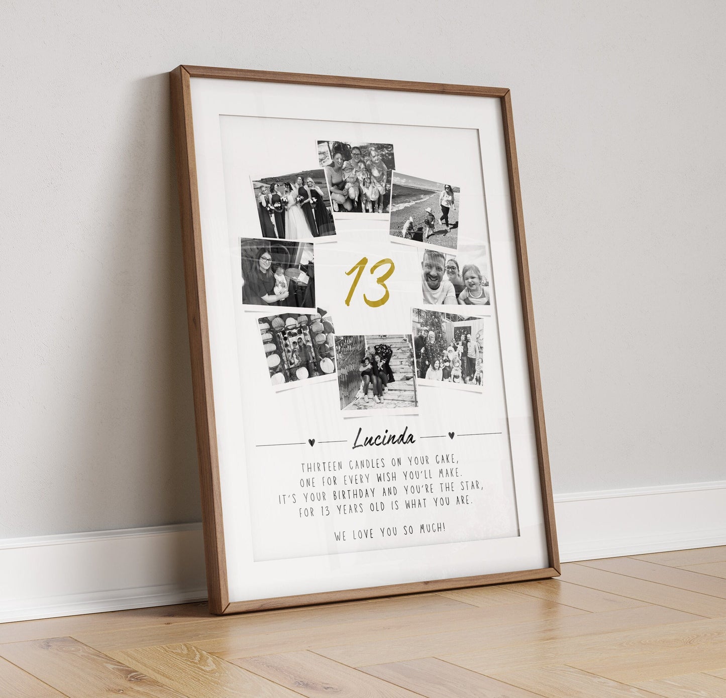 Personalised 13th Birthday Photo Collage Print: Keepsake Gift