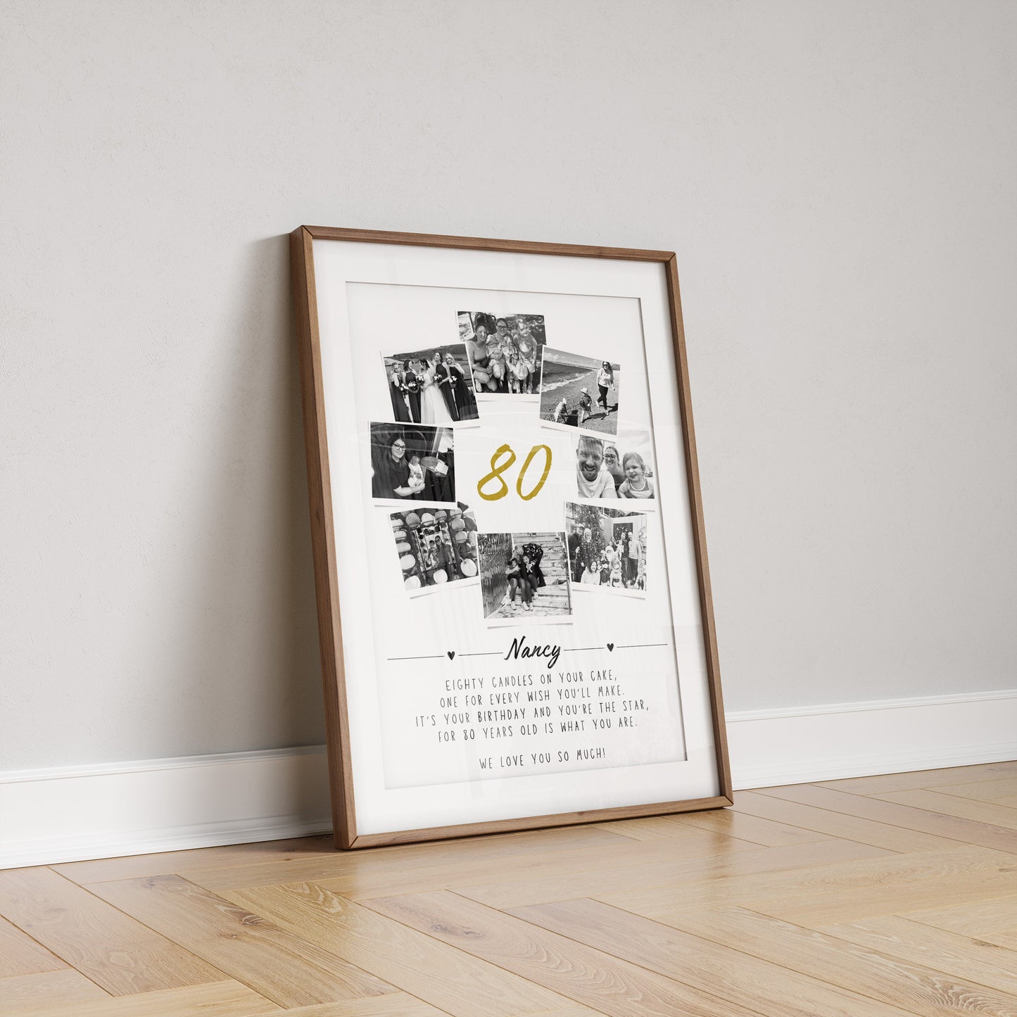 Personalised 80th Birthday Gift, Photo Collage, 80th Celebration, Milestone Birthday Art, Polaroid Photo Decor, Unique Gift Mum Sister Dad