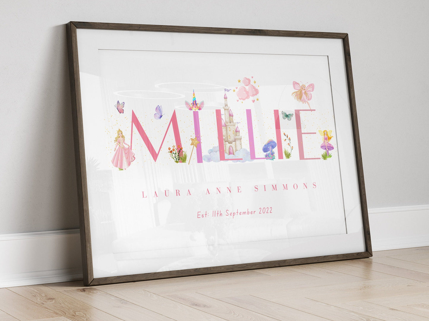 Personalised Fairy Name Print: Watercolor Nursery Decor, Fairytale Theme