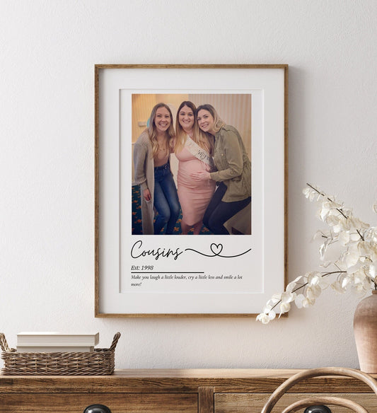 Custom Cousin Photo Print: Personalised Friendship Keepsake