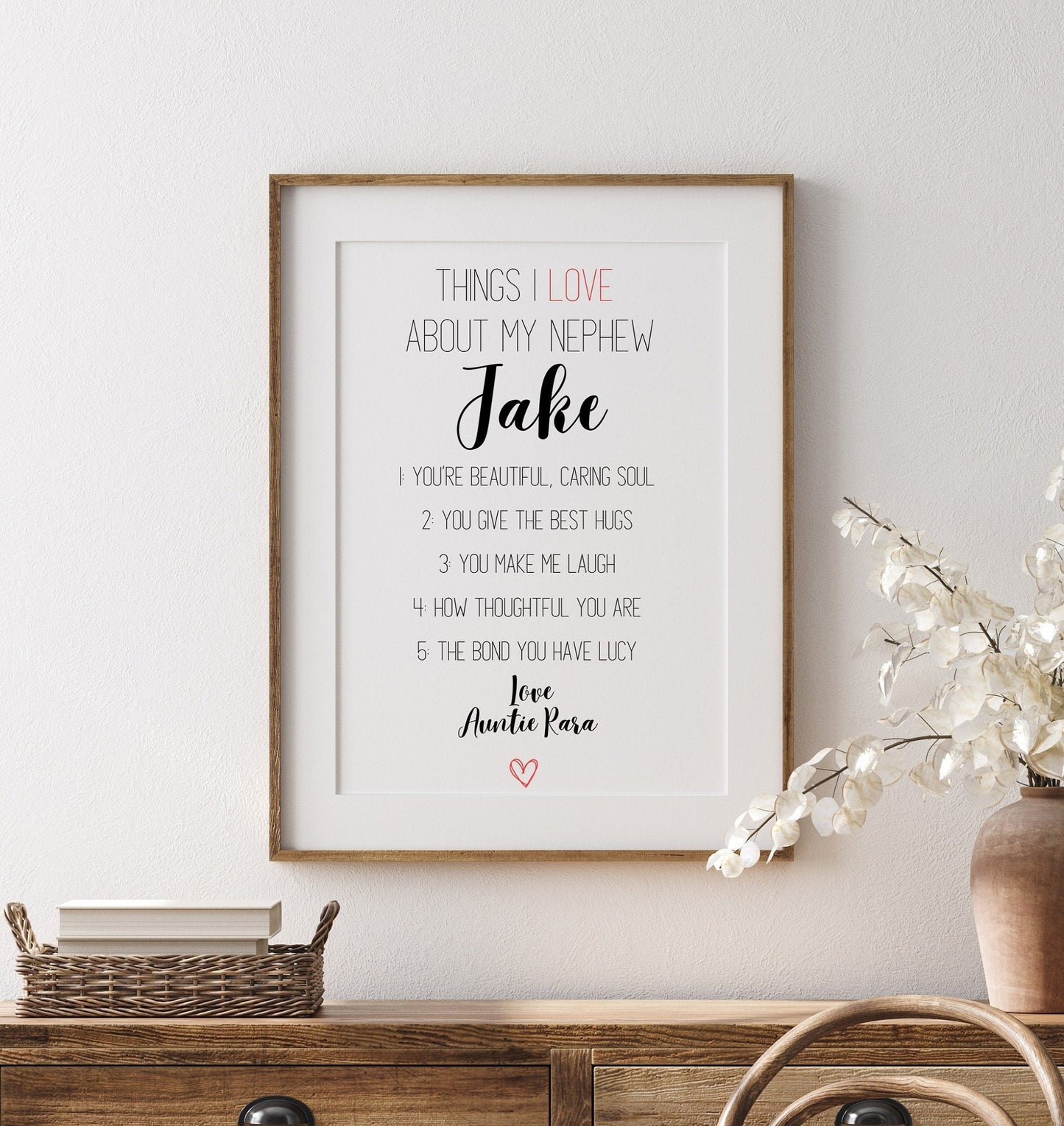 Personalized Nephew Gift Print: Reasons I Love You