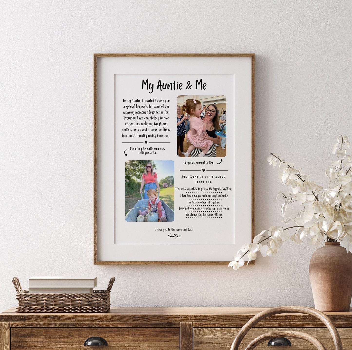 Custom Auntie Photo Gift Print: Reasons I Love You