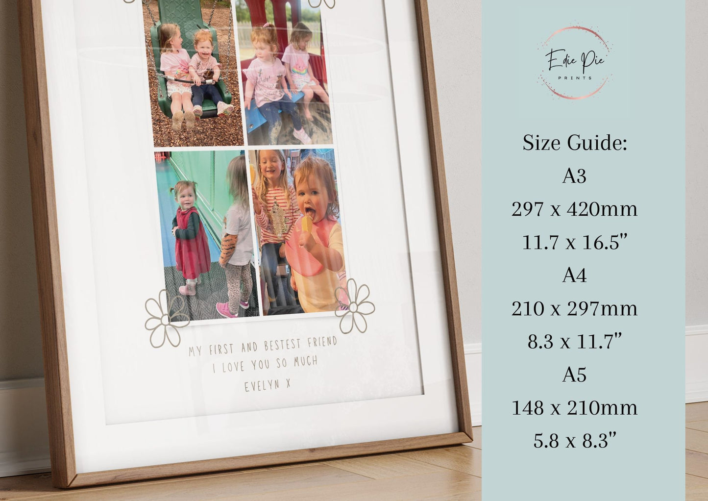Personalised Big Sister Photo Collage Print, Custom Sibling Gift