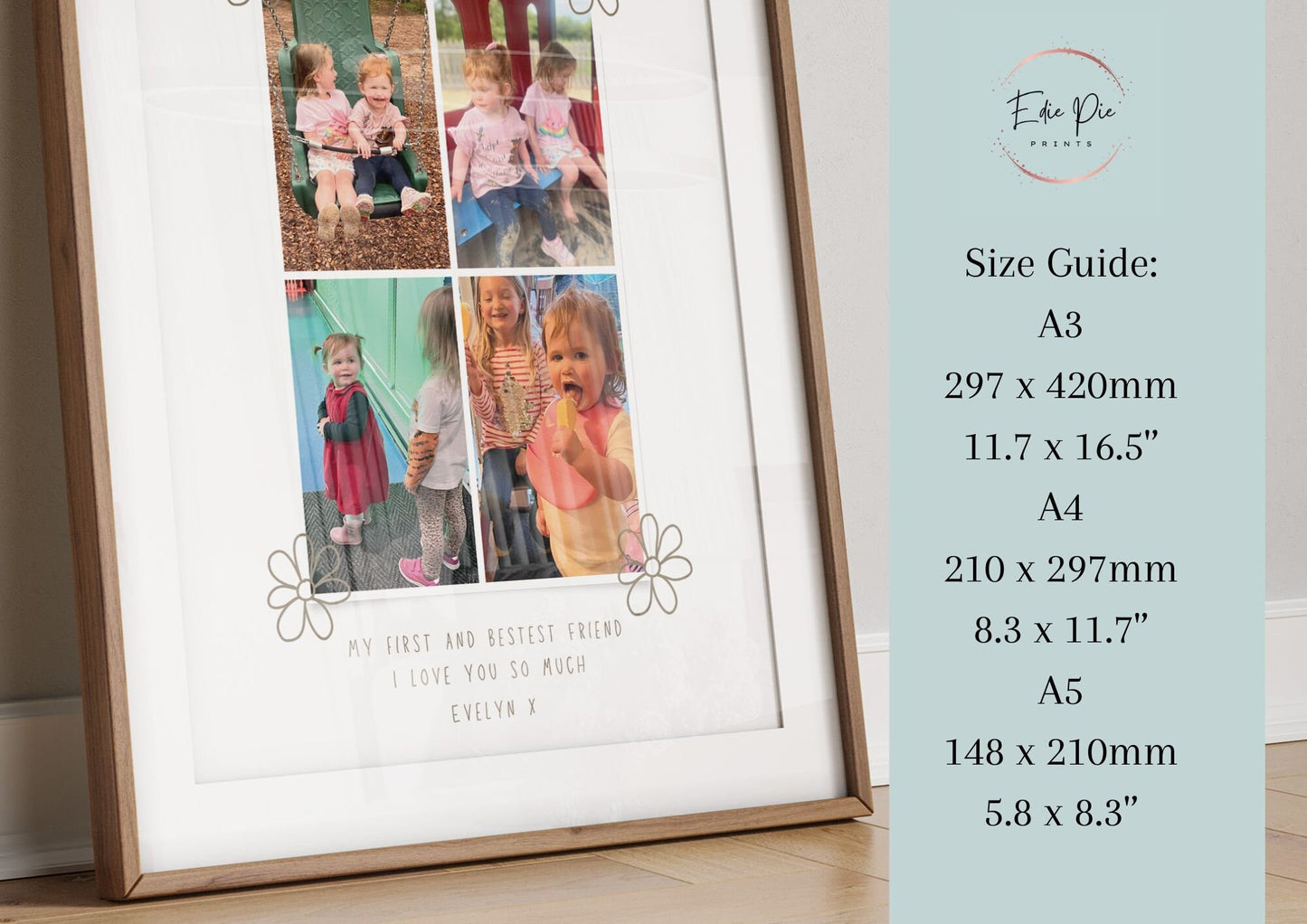 Personalised Big Sister Photo Collage Print, Custom Sibling Gift