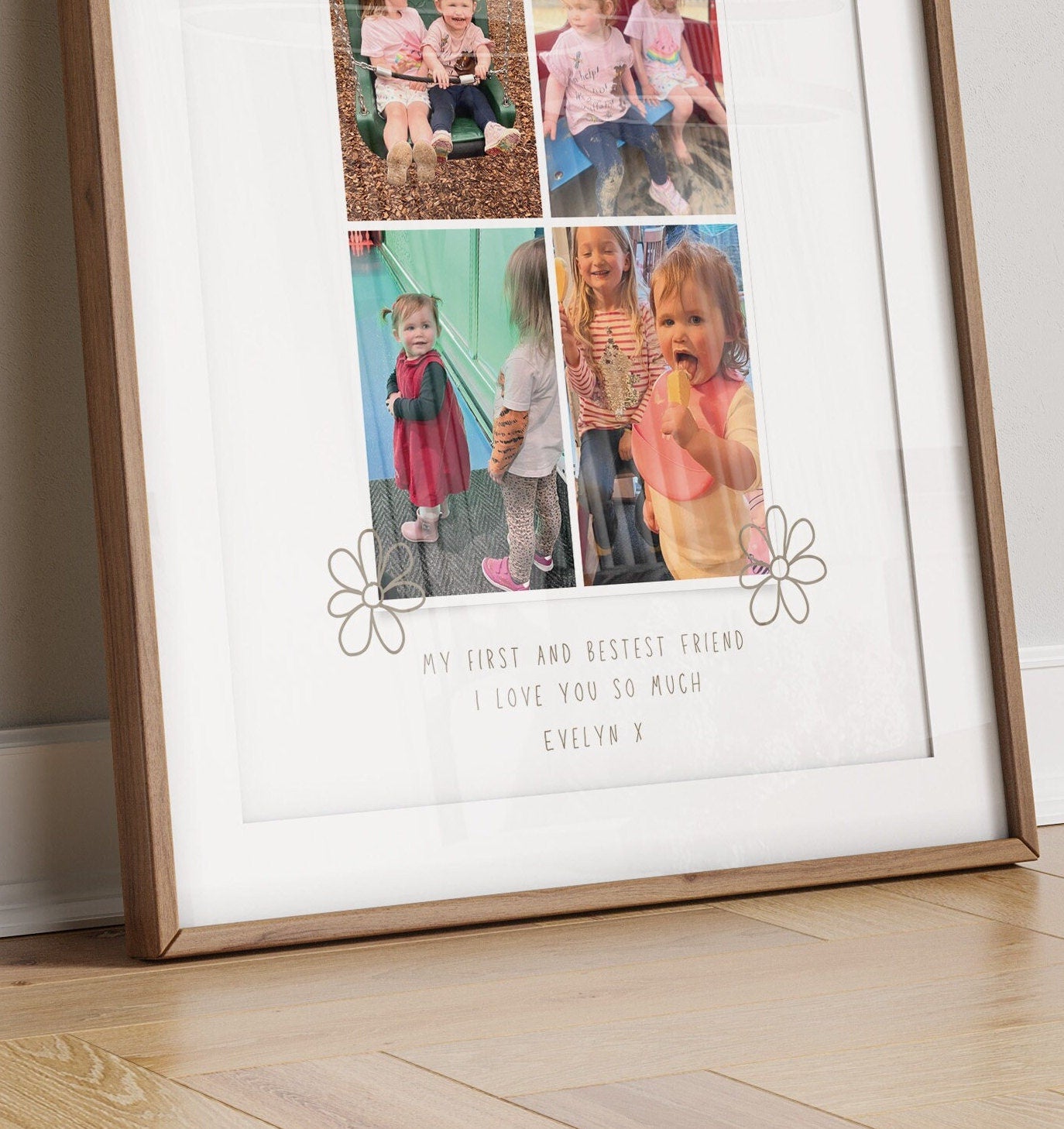 Personalised Big Sister Photo Collage Print, Custom Sibling Gift