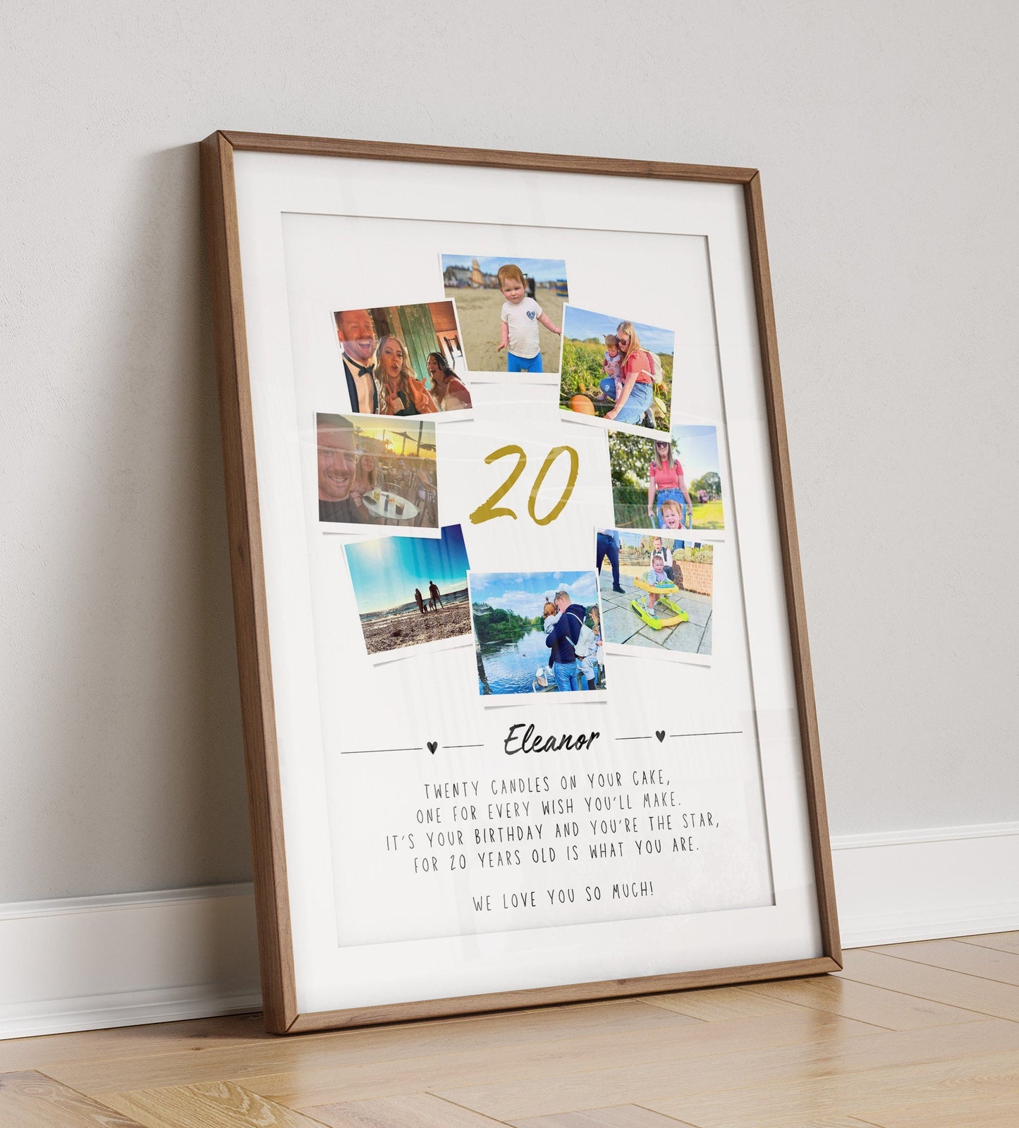 Personalised 20th Birthday Photo Collage Print: Polaroid Style Decor