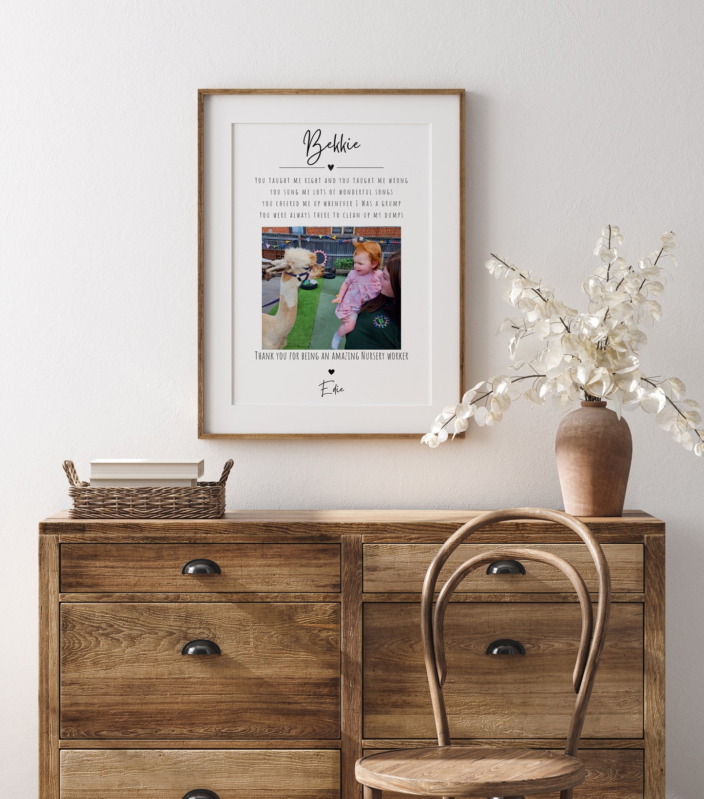 Custom Nursery Thank You Gift, Key Worker Gift, Nursery Teacher Poster, Year End Teacher Gift, Personalised Gift Print, Photo Nursery Frame