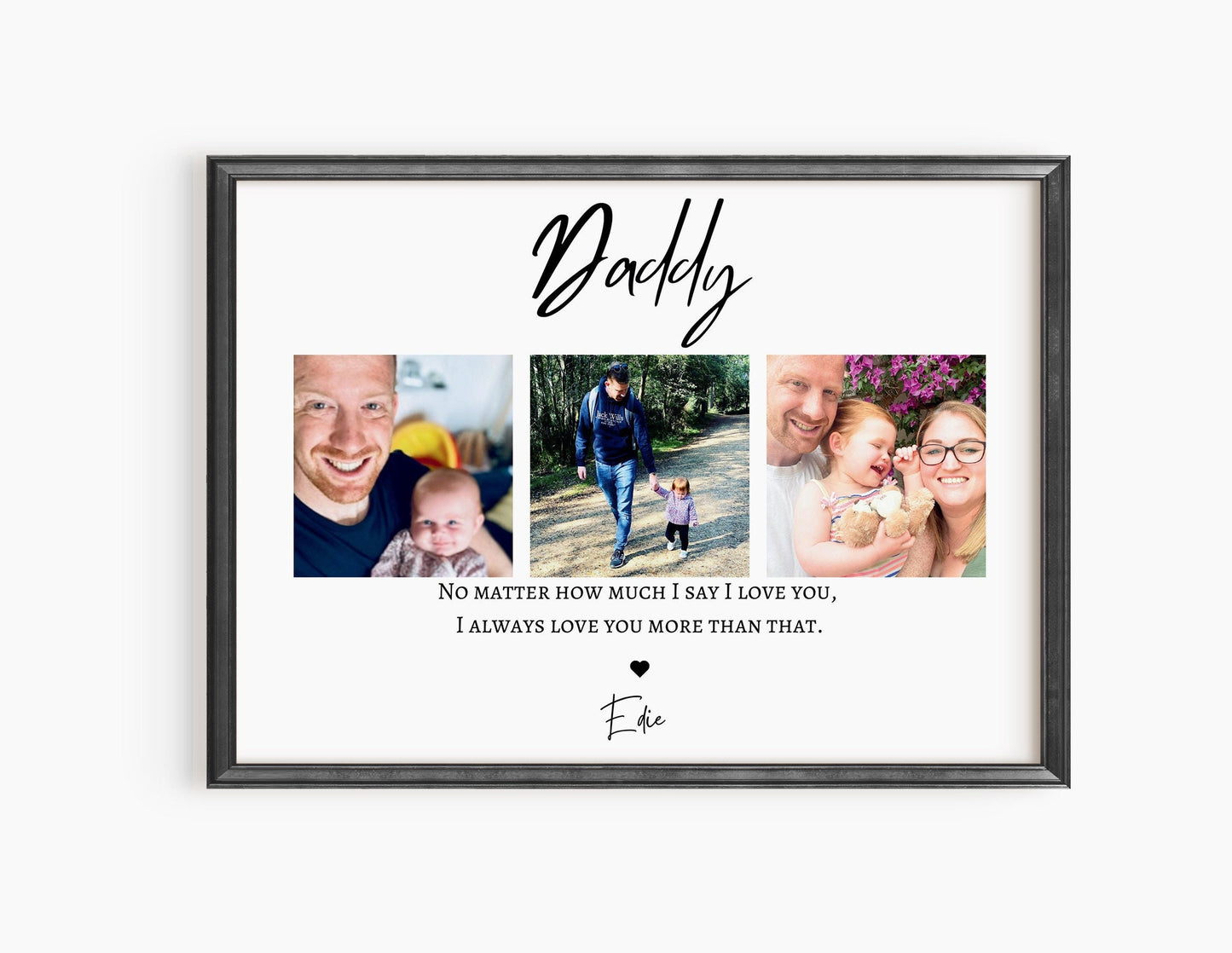 Personalised Daddy Christmas Gift, Custom Framed Dad Print, Birthday Gift for Papa, Family Wall Art, Daddy Daughter Gift, Gift for Him