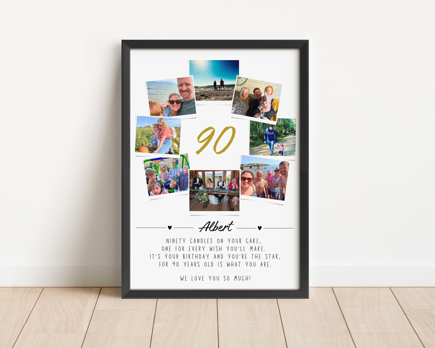 Personalised 90th Birthday Photo Collage Print: Milestone Gift