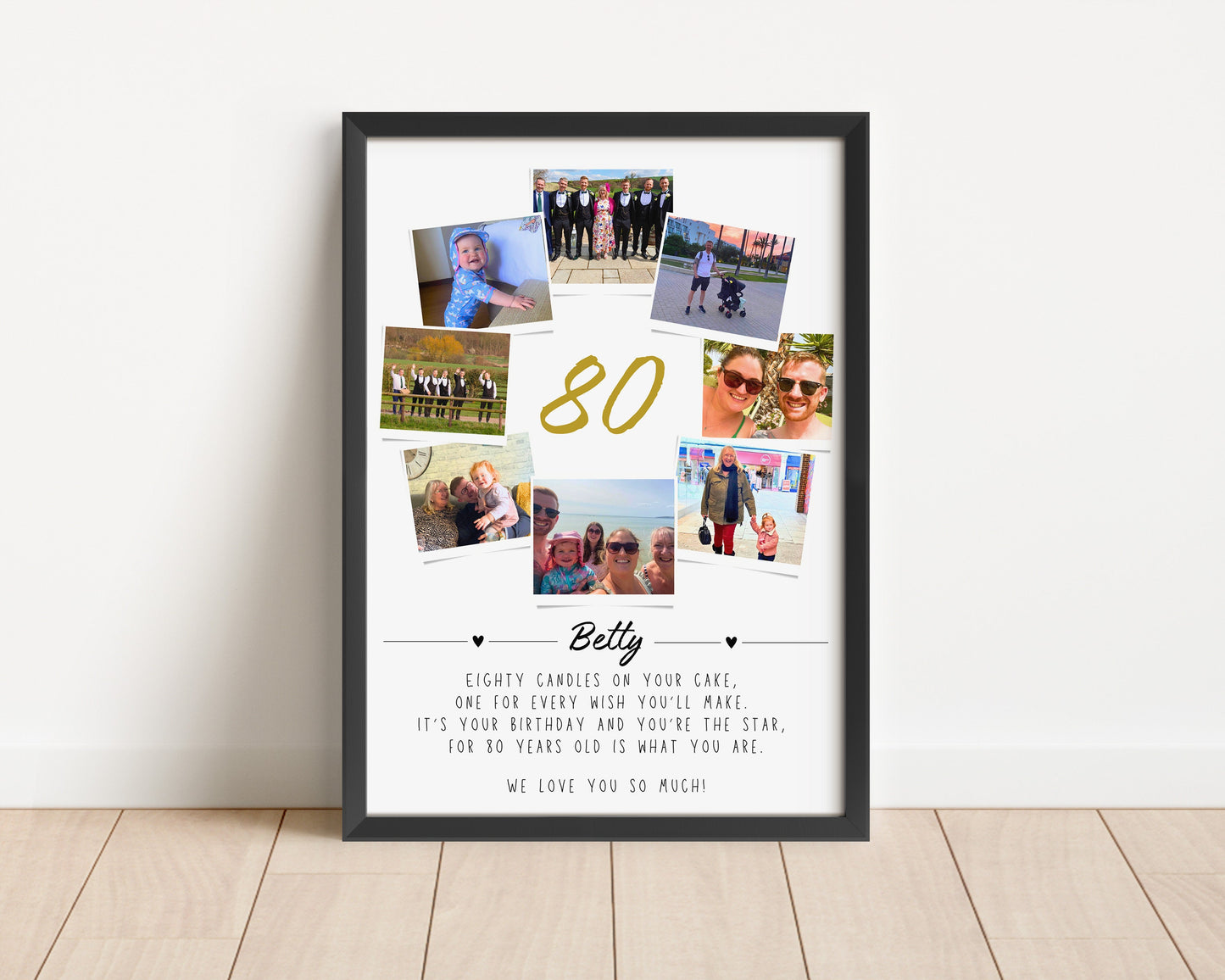 Personalised 80th Birthday Gift, Photo Collage, 80th Celebration, Milestone Birthday Art, Polaroid Photo Decor, Unique Gift Mum Sister Dad
